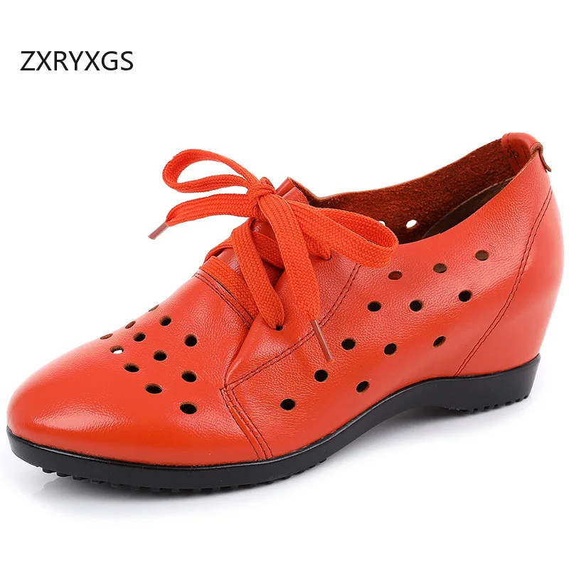ZXRYXGS 2026 Spring Summer Genuine Leather Hollow Shoes Woman Round Toe Lace-up Internal Height Increasing Shoes Wedges Big Size
ZXRYXGS 2026 Spring Summer Genuine Leather Hollow Shoes Woman Round Toe Lace-up Internal Height Increasing Shoes Wedges Big Size