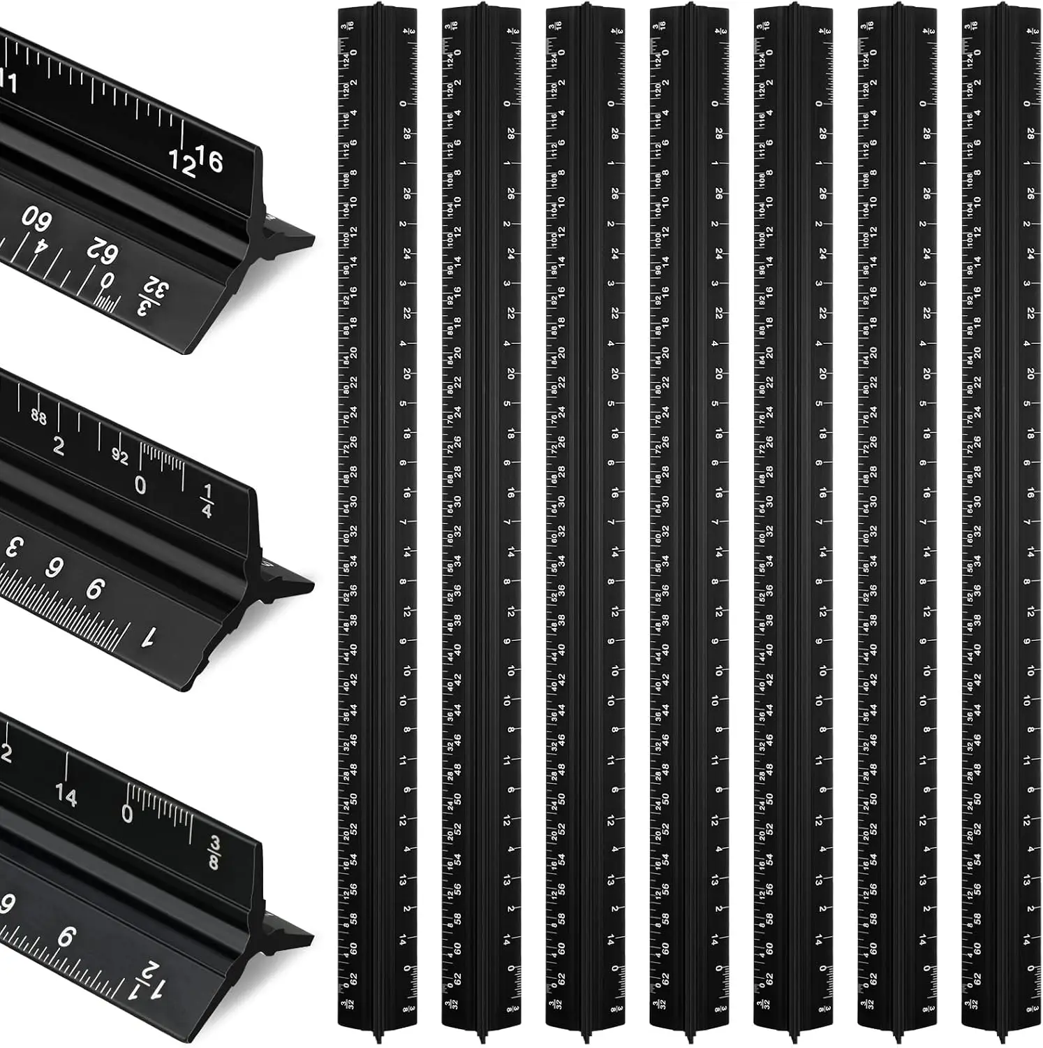 10 Pcs Architectural Scale Triangular Ruler 12" Aluminum Metal Ruler with Imperial Measurements for Architect Engineers
10 Pcs Architectural Scale Triangular Ruler 12" Aluminum Metal Ruler with Imperial Measurements for Architect Engineers