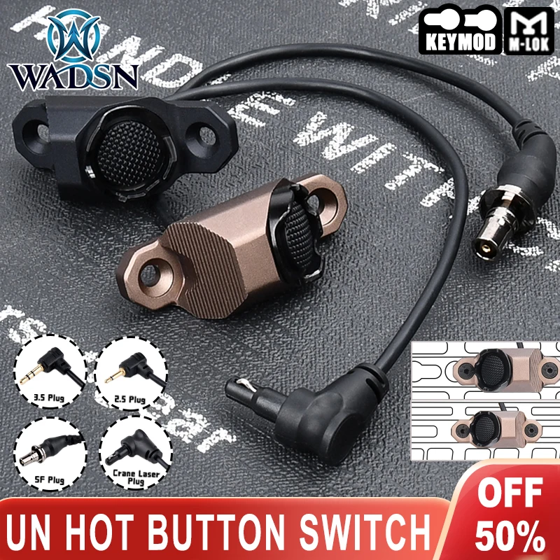 WADSN Tactical Hot Button Pressure Remote Switch Crane Plug For DBAL-A2 PEQ15 Sight M-lok Keymod Rail M300 M600 Scout Flashlight
WADSN Tactical Hot Button Pressure Remote Switch Crane Plug For DBAL-A2 PEQ15 Sight M-lok Keymod Rail M300 M600 Scout Flashlight