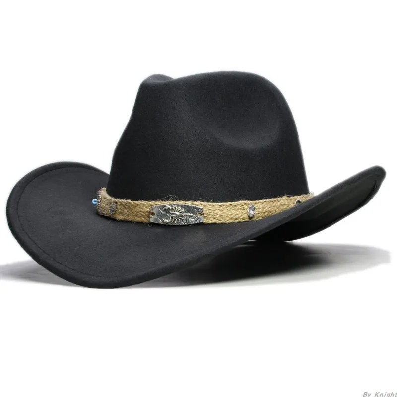 Men's and women's woolen vintage cowboy hat with large brim wide adjustable sunshade top
Men's and women's woolen vintage cowboy hat with large brim wide adjustable sunshade top