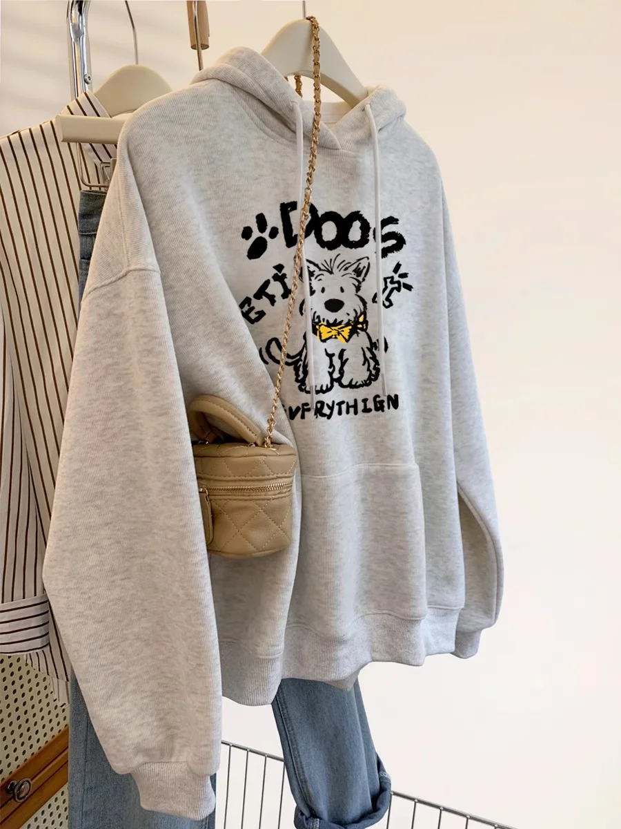 Gray puppy sweatshirt women's coat loose autumn new clothes hooded top plus velvet sweatshirts hoodies women
Gray puppy sweatshirt women's coat loose autumn new clothes hooded top plus velvet sweatshirts hoodies women