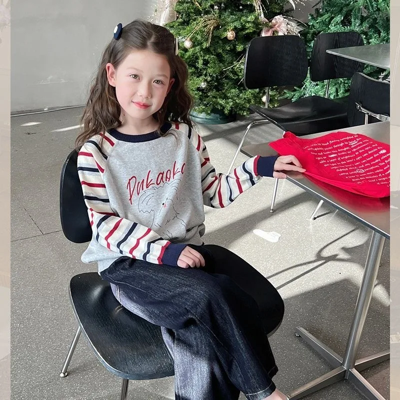 2025 New Arrivals Korean Style Girls' Mid-Big Size Striped Long Sleeve Crewneck Color-Blocked Hoodless Sweatshirt
2025 New Arrivals Korean Style Girls' Mid-Big Size Striped Long Sleeve Crewneck Color-Blocked Hoodless Sweatshirt