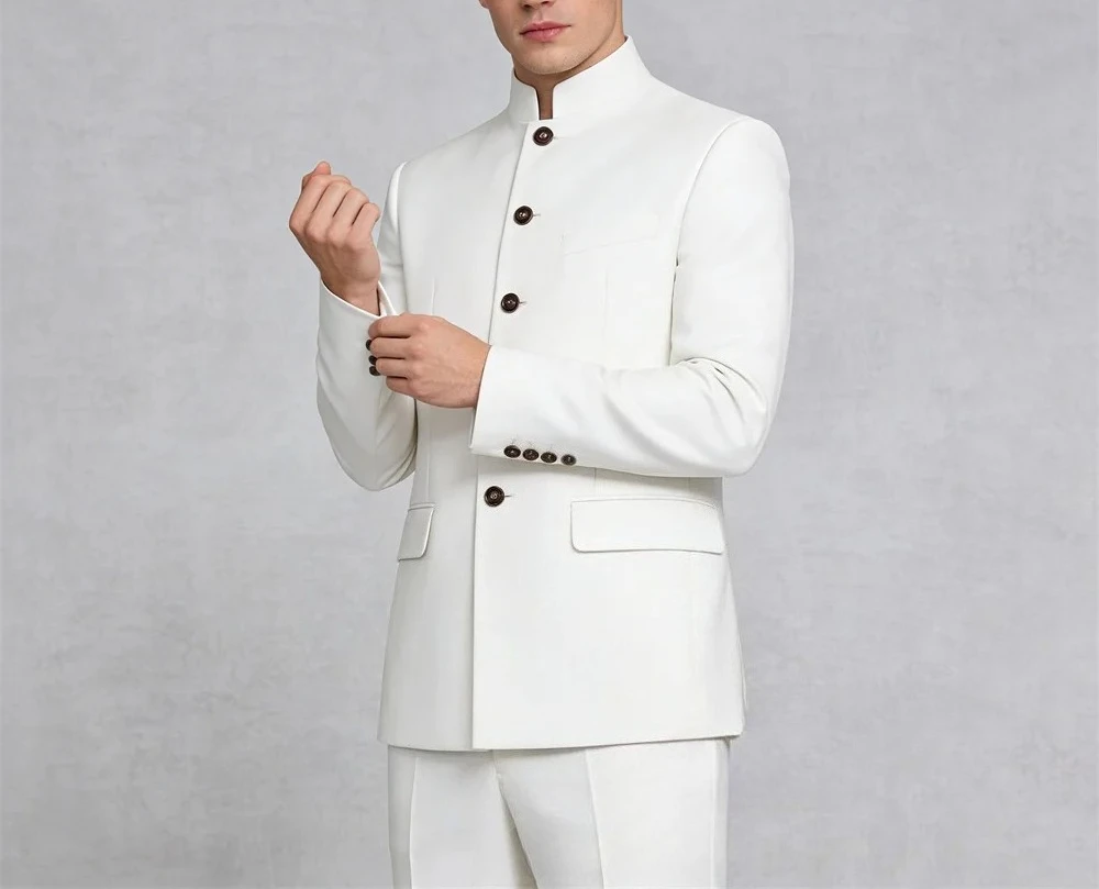 XS-5XL Men's 2 Piece Suit Mandarin Collar Single - Button Jacket with Matching Pants, Groom Wedding Suits Dinner Events
XS-5XL Men's 2 Piece Suit Mandarin Collar Single - Button Jacket with Matching Pants, Groom Wedding Suits Dinner Events
