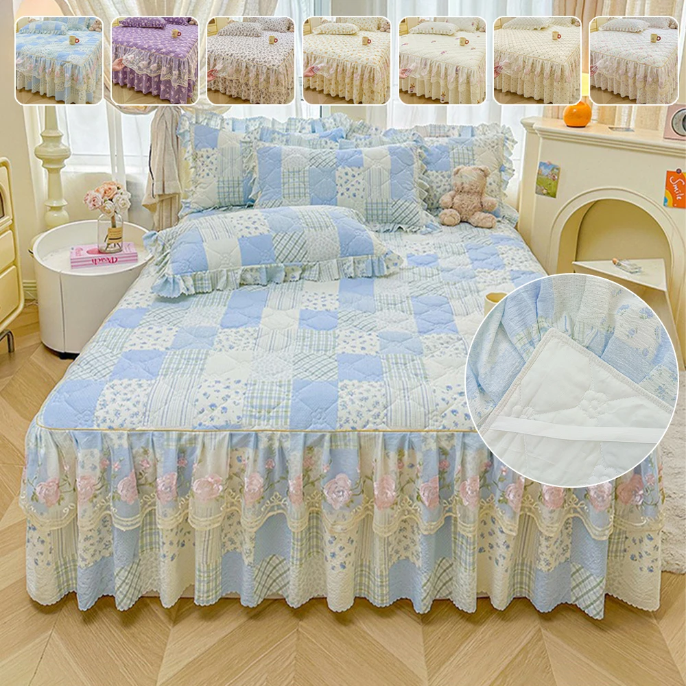 Printed Floral Bed Skirt Bedspread Lace Pastoral Style Double Lace Bed Skirt King Bedsheet Skirt (No Pillowcase) Falda Para Cama 
Printed Floral Bed Skirt Bedspread Lace Pastoral Style Double Lace Bed Skirt King Bedsheet Skirt (No Pillowcase) Falda Para Cama