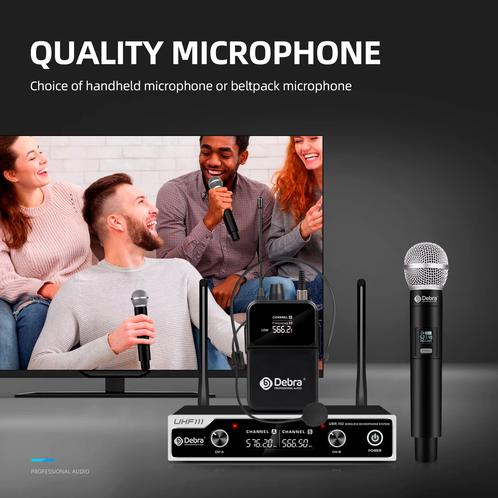 UBR-102 Wireless Microphone Professional Karaoke Wireless System, UHF High-Frequency System, Suitable For Small Stage, Church
UBR-102 Wireless Microphone Professional Karaoke Wireless System, UHF High-Frequency System, Suitable For Small Stage, Church