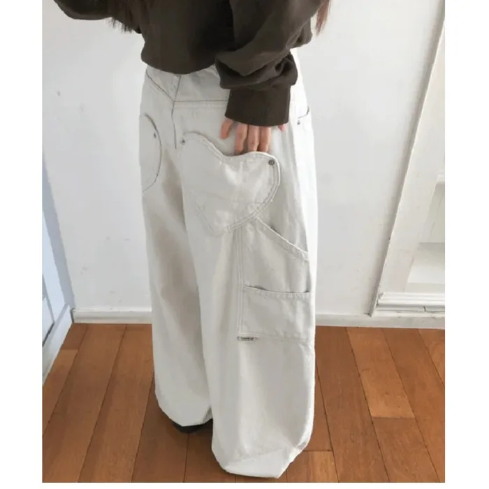 Street Style Vintage Love Heart Pocket Jeans Casual Washed Loose Wide Leg Jeans High Waist Denim Fabric All Seasons Cotton 100%
Street Style Vintage Love Heart Pocket Jeans Casual Washed Loose Wide Leg Jeans High Waist Denim Fabric All Seasons Cotton 100%