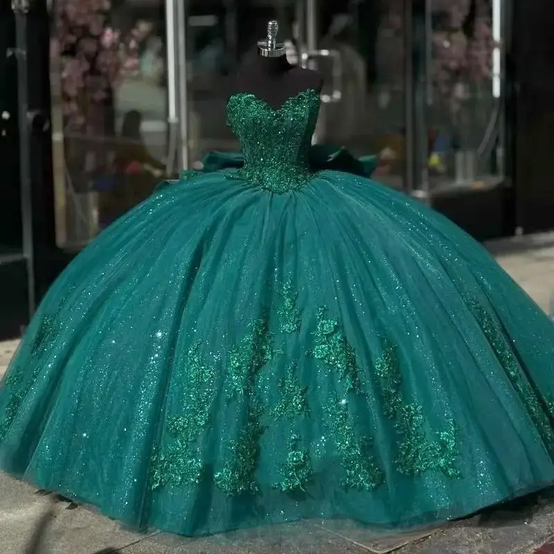 Customized Glittering Green Quinceanera Dresses Luxury Flower Lace Sweet Birthday Party Princess Vestidos De 15 Anos
Customized Glittering Green Quinceanera Dresses Luxury Flower Lace Sweet Birthday Party Princess Vestidos De 15 Anos
