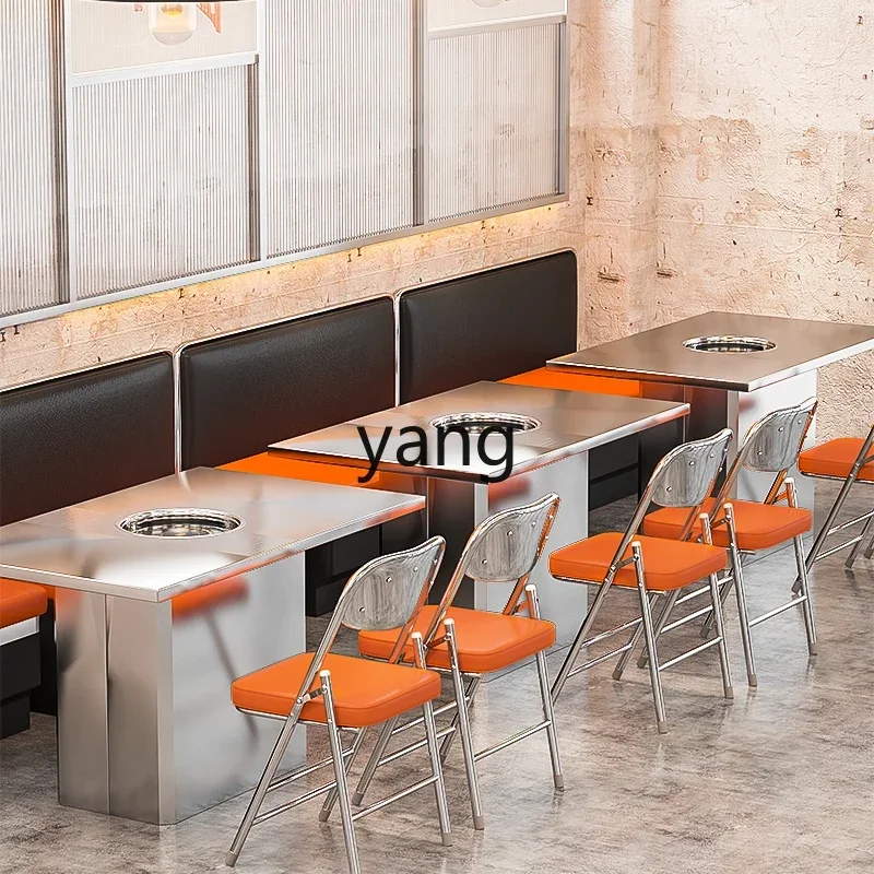 LTT stainless steel hot pot restaurant table custom Korean barbecue restaurant dining table and chairs commercial
LTT stainless steel hot pot restaurant table custom Korean barbecue restaurant dining table and chairs commercial