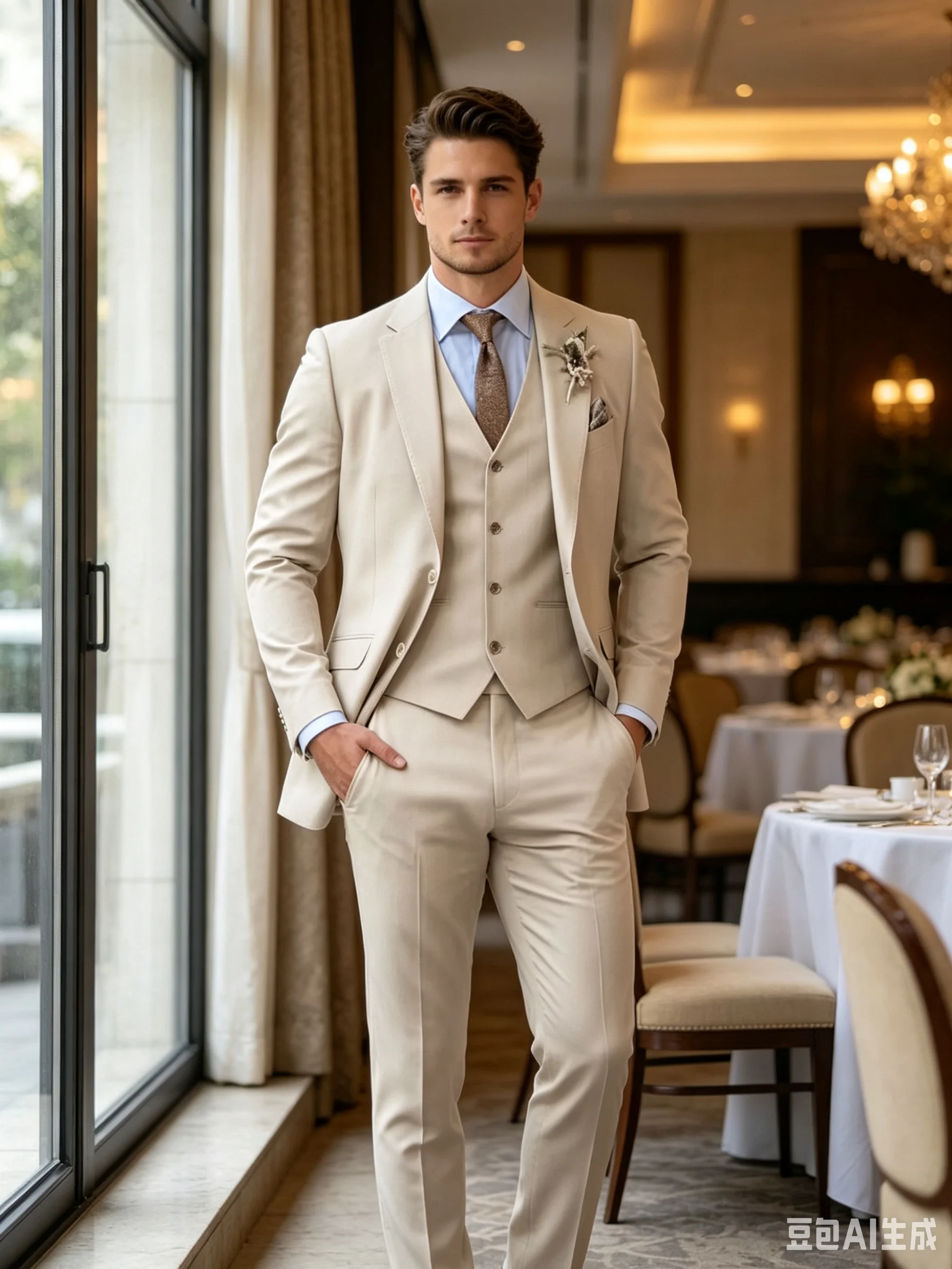 Khaki 3 Piece Men's Slim Fit Suit Casual Notch Lapel Blazer Formal Wedding Groom Wear Tuxedo with Pants And Vest for Party
Khaki 3 Piece Men's Slim Fit Suit Casual Notch Lapel Blazer Formal Wedding Groom Wear Tuxedo with Pants And Vest for Party