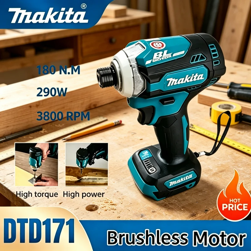 Makita DTD171 Brushless Electric Screwdriver, Impact Driver, Rechargeable 18V Battery Drill Driver Cordless Power Tool
Makita DTD171 Brushless Electric Screwdriver, Impact Driver, Rechargeable 18V Battery Drill Driver Cordless Power Tool