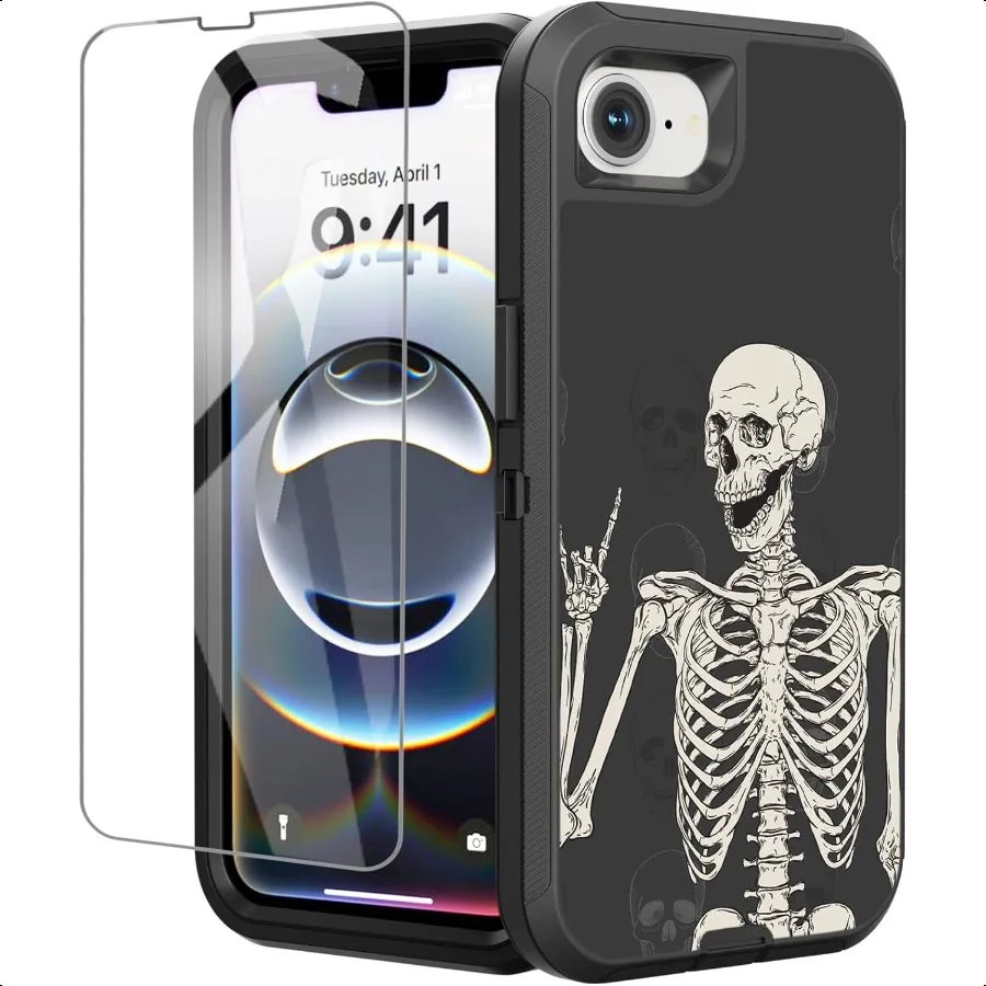 Compatible for iPhone 16e Case 2025 with Screen Protector Rock and Roll Skeleton Cool Design Full Body Red Heavy Duty Shockproo
Compatible for iPhone 16e Case 2025 with Screen Protector Rock and Roll Skeleton Cool Design Full Body Red Heavy Duty Shockproo