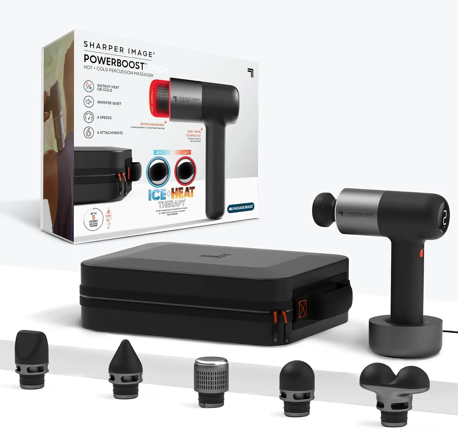 Image® Powerboost® Pro+ Hot & Cold Deep Tissue Massage Gun - 6 Speeds, 6 Attachments, 5-Hour Battery, Travel Case, Charg
Image® Powerboost® Pro+ Hot & Cold Deep Tissue Massage Gun - 6 Speeds, 6 Attachments, 5-Hour Battery, Travel Case, Charg