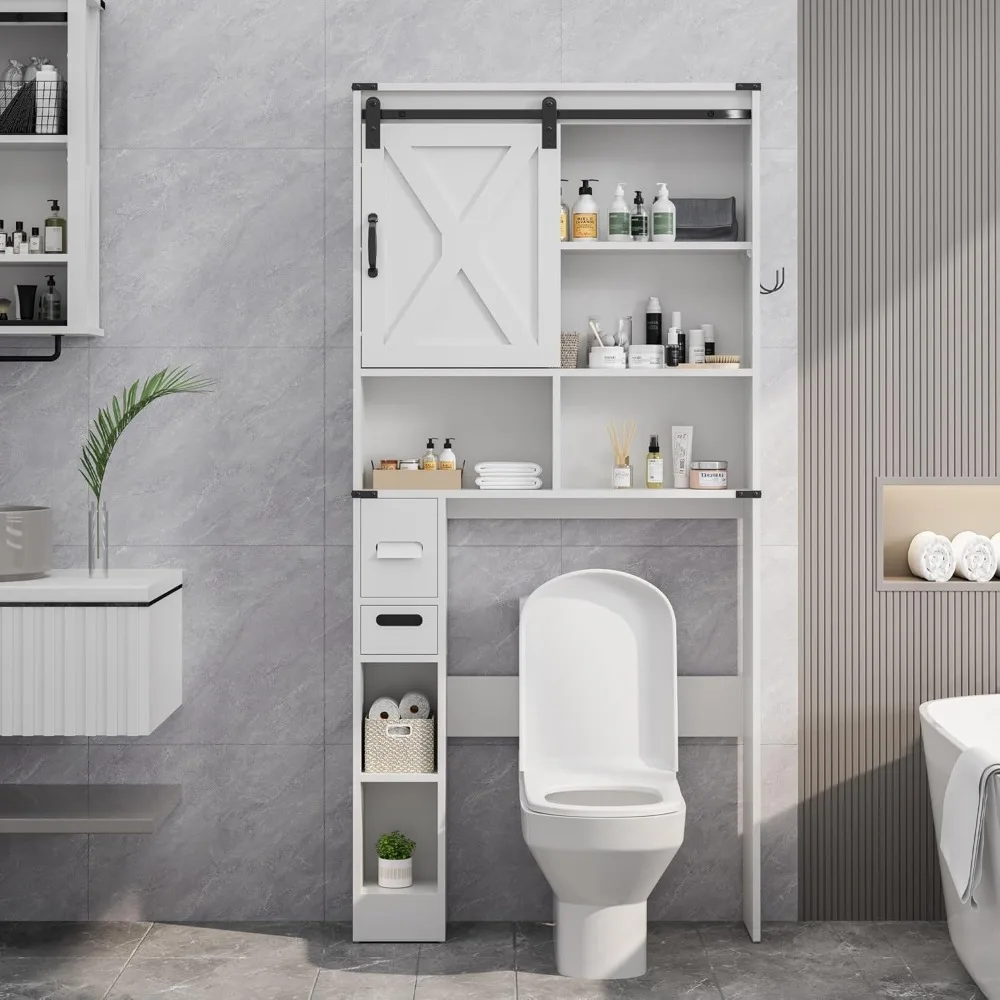 Over The Toilet Storage Cabinet, Farmhouse Storage Cabinet Over Toilet with Sliding Barn Door, Home Space-Saving Toilet Rack
Over The Toilet Storage Cabinet, Farmhouse Storage Cabinet Over Toilet with Sliding Barn Door, Home Space-Saving Toilet Rack
