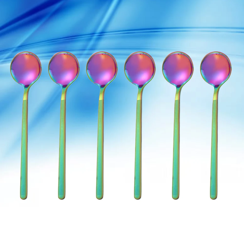 6 Pcs 13CM Stainless Steel Round Spoon Mini Long Handle Teaspoons Coffee Stirring Spoon for Coffee Sugar Dessert (Short, Multico
6 Pcs 13CM Stainless Steel Round Spoon Mini Long Handle Teaspoons Coffee Stirring Spoon for Coffee Sugar Dessert (Short, Multico