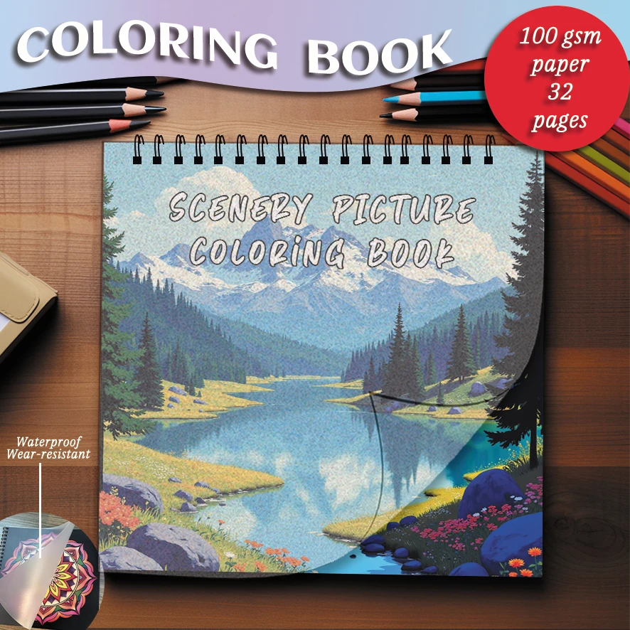 Coloring Book - 7.87 x 7.87 inches 32 pages of landscape coloring book - ideal gift for family or friends
Coloring Book - 7.87 x 7.87 inches 32 pages of landscape coloring book - ideal gift for family or friends