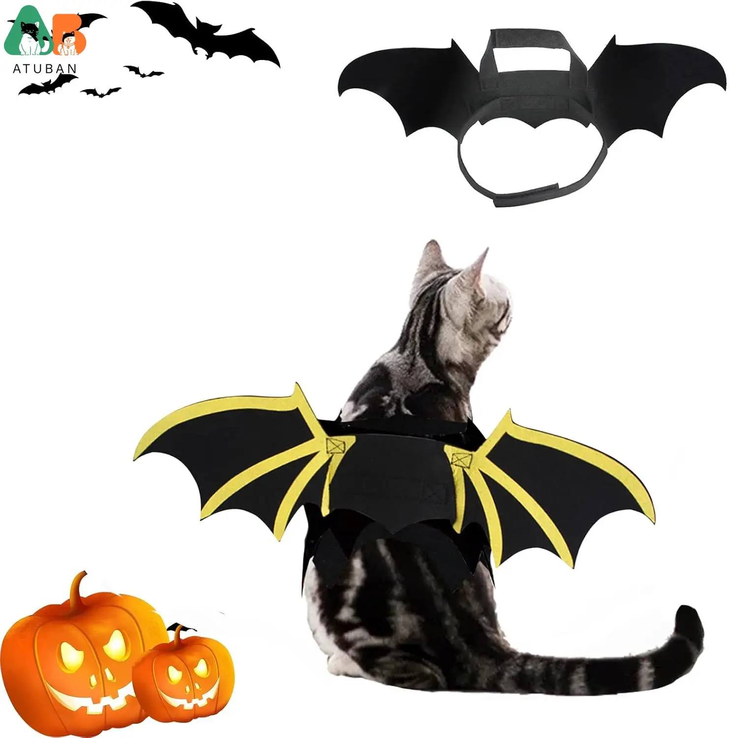 Halloween Pet Cats Bat Wings Costumes with Pumpkin Bell Pet Halloween Cosplay Party Dress Up Costumes with Pumpkin Bells The
Halloween Pet Cats Bat Wings Costumes with Pumpkin Bell Pet Halloween Cosplay Party Dress Up Costumes with Pumpkin Bells The