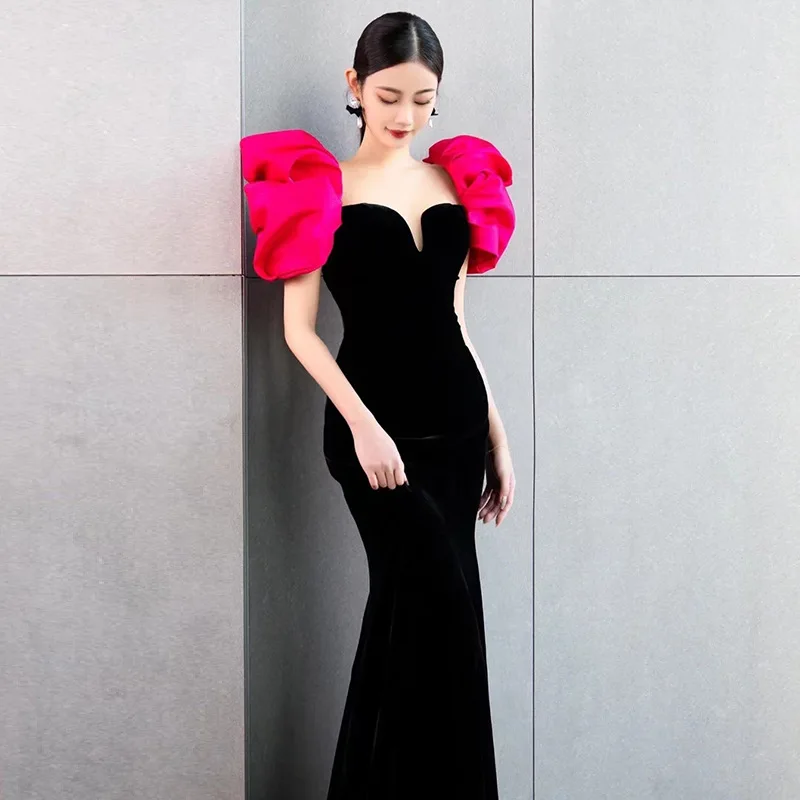 Black Mermaid Evening Dress 2023 Autumn New Velvet Puff Sleeve Celebrity Slim Gown Temperametn Backless Formal Prom Long Dresses
Black Mermaid Evening Dress 2023 Autumn New Velvet Puff Sleeve Celebrity Slim Gown Temperametn Backless Formal Prom Long Dresses