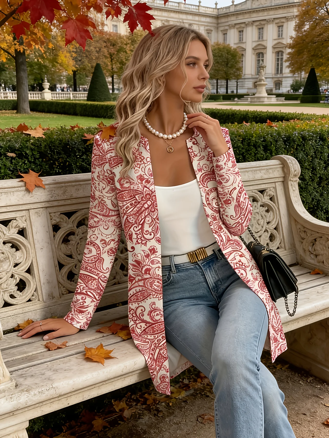 Printed Design Red And White Paisley Pattern casual style ladies' jacket
Printed Design Red And White Paisley Pattern casual style ladies' jacket