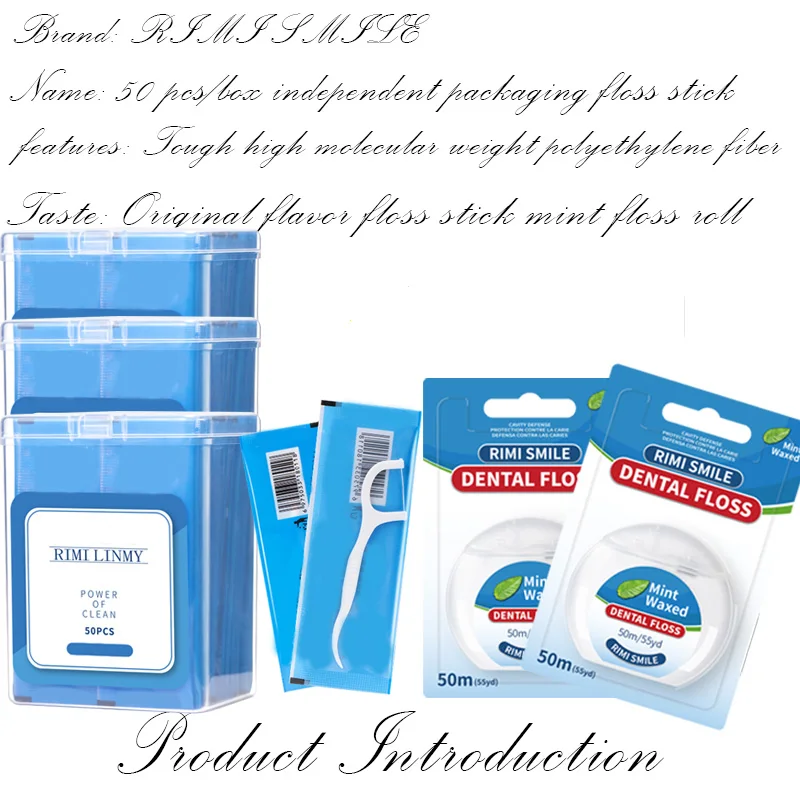 50pcs Boxed Individually Wrapped Floss Picks + 50m Mint Flavored Dental Floss Roll for Oral Hygiene
50pcs Boxed Individually Wrapped Floss Picks + 50m Mint Flavored Dental Floss Roll for Oral Hygiene