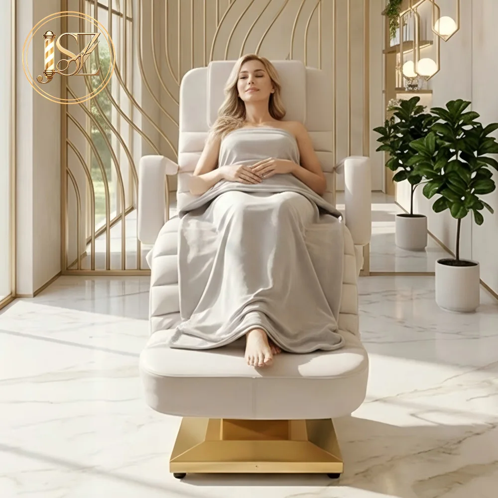 Extended Facial Beauty Massage Bed 3 Motors Electric Lift Gold Stainless Steel Base With Pedal
Extended Facial Beauty Massage Bed 3 Motors Electric Lift Gold Stainless Steel Base With Pedal