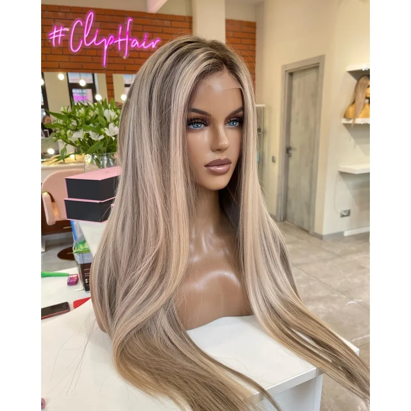 Synthetic Hair Lace Wig Highlight13×4 Lace Front Ash Blonde Long Straight Wig With Dark Brown Roots High Quality
Synthetic Hair Lace Wig Highlight13×4 Lace Front Ash Blonde Long Straight Wig With Dark Brown Roots High Quality