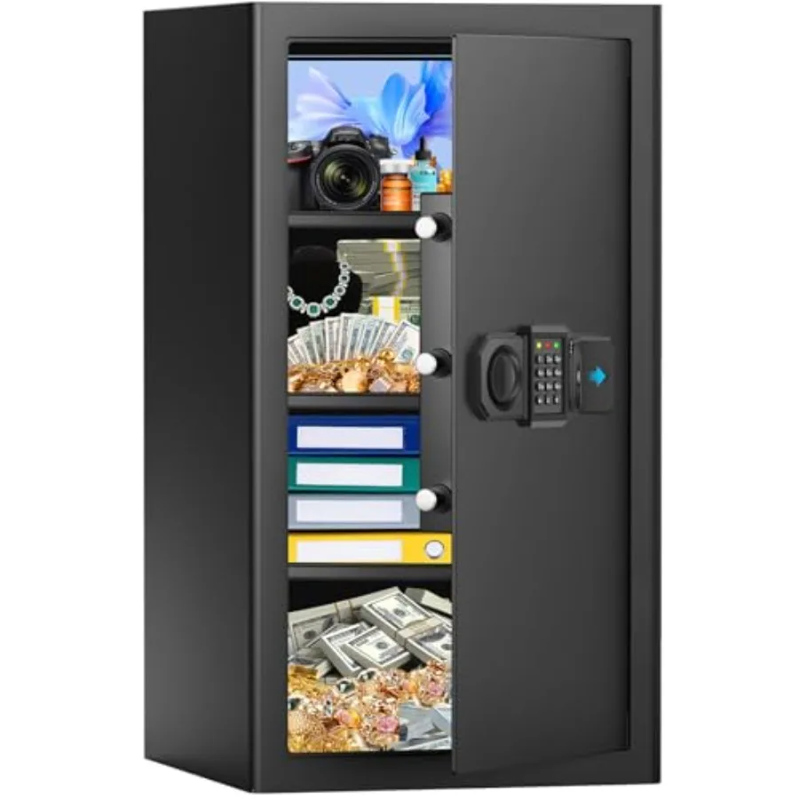 Home office fireproof waterproof safe box, steel construction, black, 7.0 cu ft capacity with fireproof bag, digital keypad and
Home office fireproof waterproof safe box, steel construction, black, 7.0 cu ft capacity with fireproof bag, digital keypad and