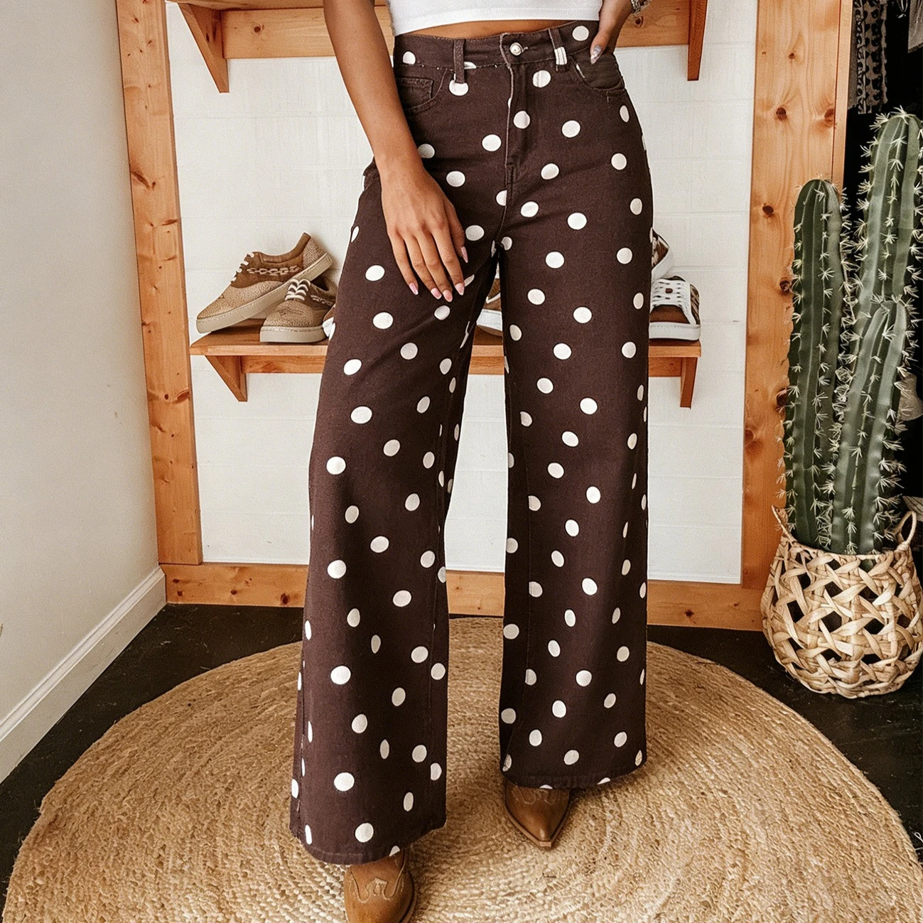 Women Polka Dot Jeans Denim Trousers Full Lenth Mid Waist Zipper Wide Leg Pants Loose Elegant Y2k Streetwear Casual 2026 Autumn
Women Polka Dot Jeans Denim Trousers Full Lenth Mid Waist Zipper Wide Leg Pants Loose Elegant Y2k Streetwear Casual 2026 Autumn