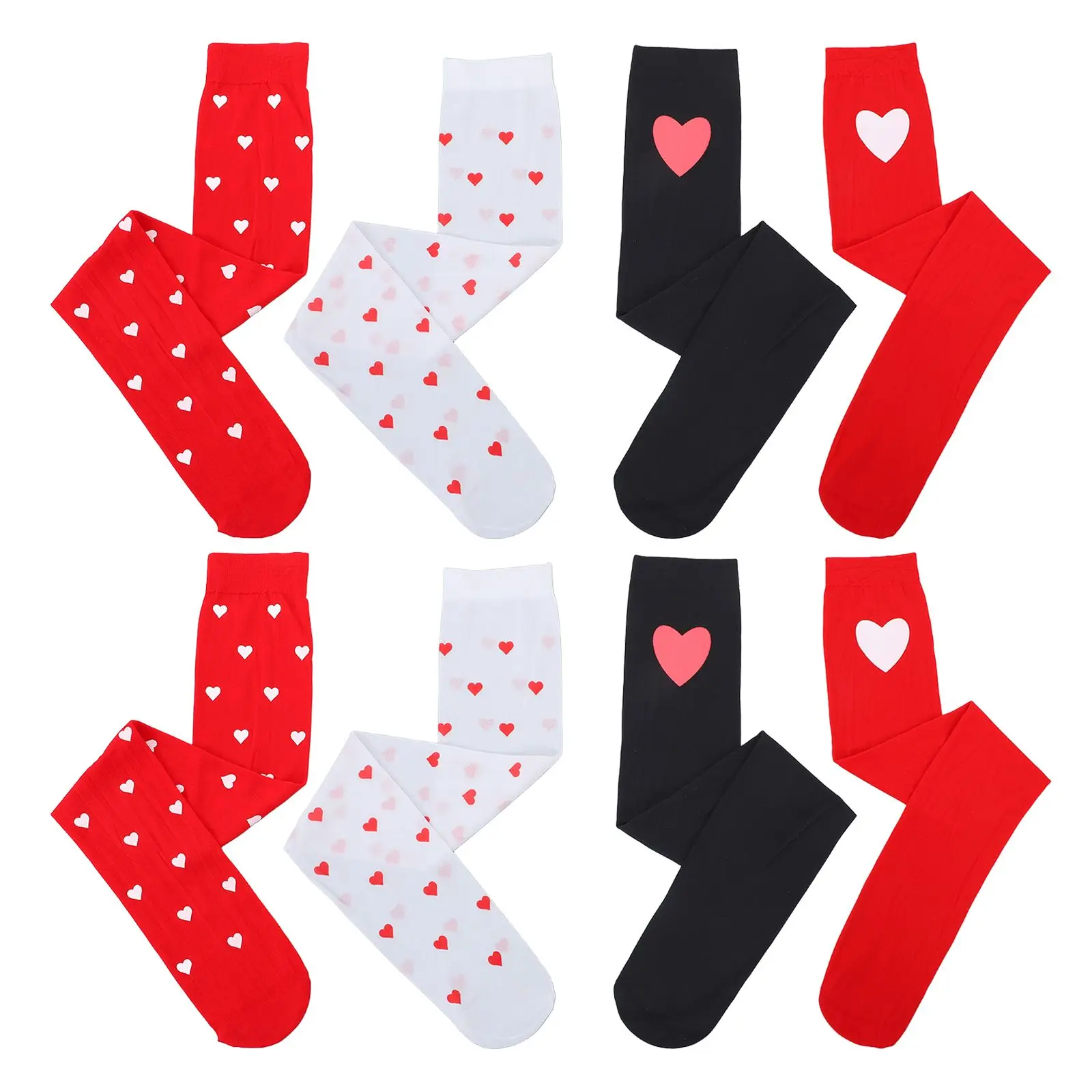 4 Pcs Heart Print Stockings Long Socks Women Girls Valentine Day Fashionable Heart Design Over Knee Length Date Party Valentines
4 Pcs Heart Print Stockings Long Socks Women Girls Valentine Day Fashionable Heart Design Over Knee Length Date Party Valentines