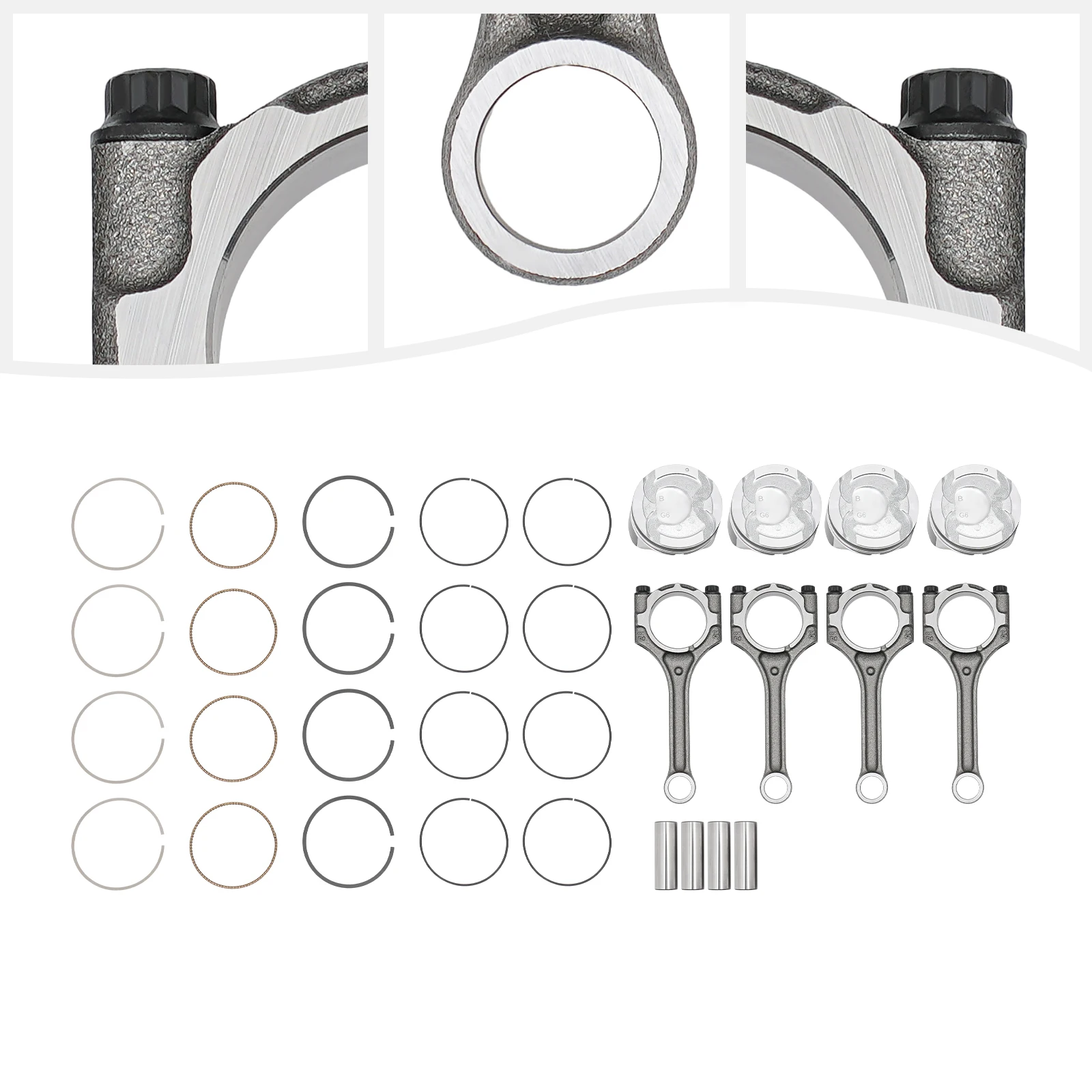4 Set Connecting Rod & Piston Kit For Hyundai Kia Accent Rio 1.6L DOHC 2012-2016 Forged Steel Direct Replacement Engine Parts
4 Set Connecting Rod & Piston Kit For Hyundai Kia Accent Rio 1.6L DOHC 2012-2016 Forged Steel Direct Replacement Engine Parts