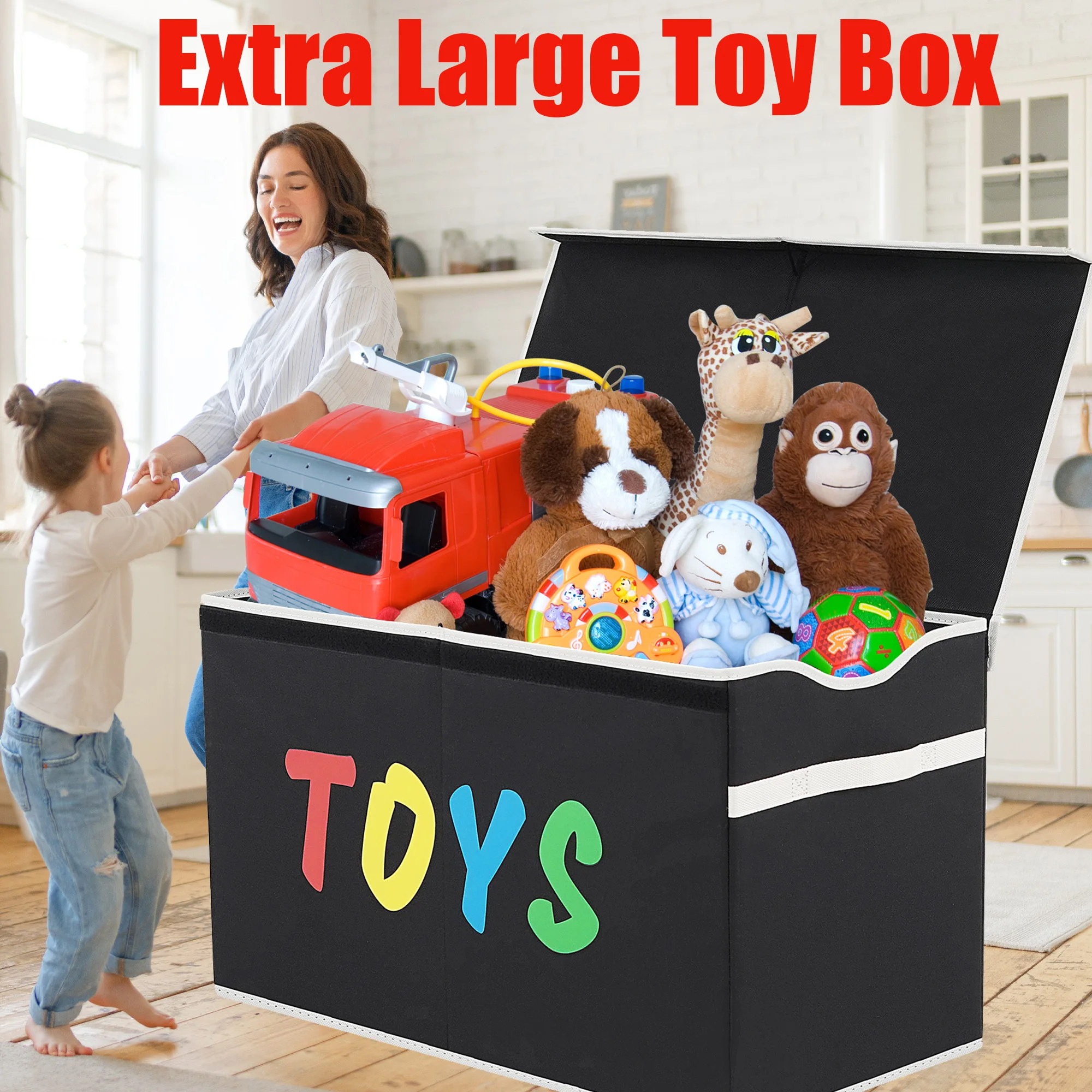 120L Extra Large Toy Box, Collapsible Sturdy Toy Storage Organizer with Lids, Dinosaur Toy Box for Boys Girls
120L Extra Large Toy Box, Collapsible Sturdy Toy Storage Organizer with Lids, Dinosaur Toy Box for Boys Girls