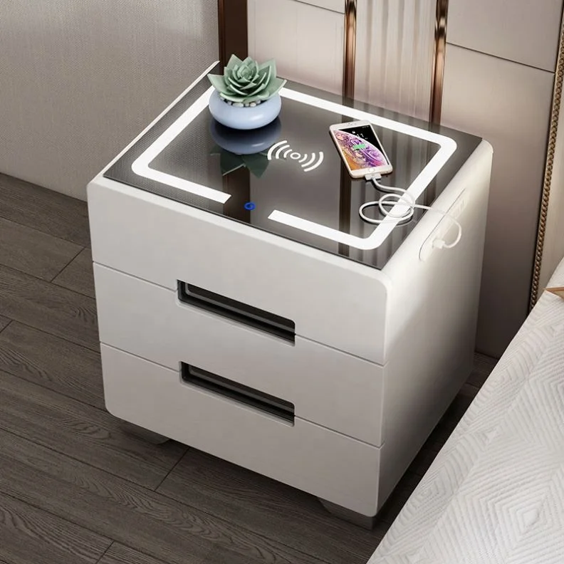 Smart Bedroom Furniture Metal Side Table Modern Fingerprint Lock Led Night Light Bedside Table With Three Drawer
Smart Bedroom Furniture Metal Side Table Modern Fingerprint Lock Led Night Light Bedside Table With Three Drawer