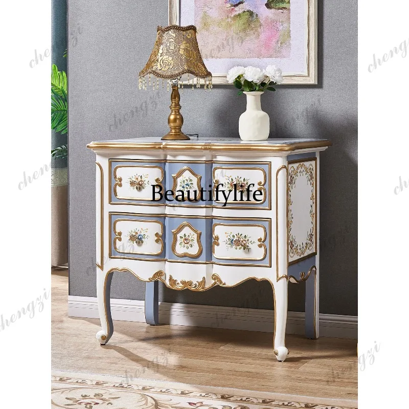 European high-end bedside table painted French retro storage cabinet light luxury solid wood locker
European high-end bedside table painted French retro storage cabinet light luxury solid wood locker