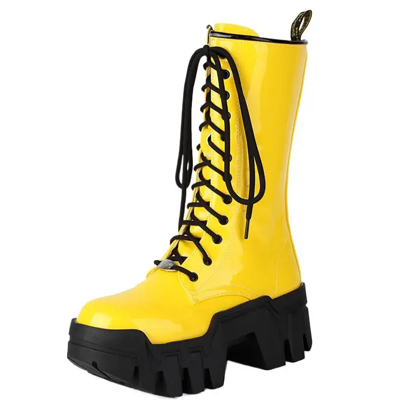 ASILETO Female Mid Calf Boots Round Toe Thick Heels 6.5cm Platform 5cm Lace Up Big Size 43 44 Leisure Daily Bota
ASILETO Female Mid Calf Boots Round Toe Thick Heels 6.5cm Platform 5cm Lace Up Big Size 43 44 Leisure Daily Bota