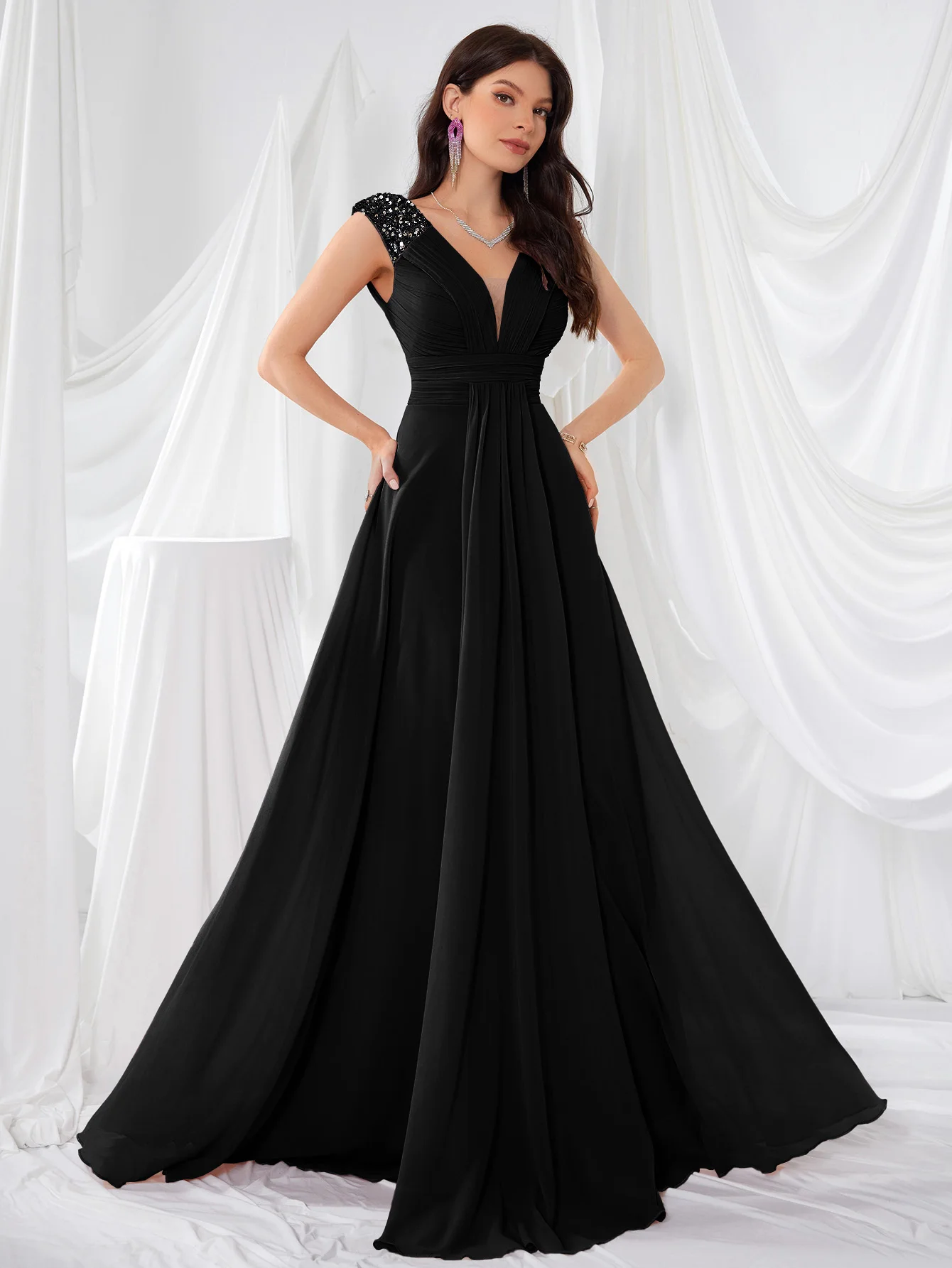 UNITHORSE V-Neck Ruffle Sleeve Pleated Leaf Net Mesh Splice Party Evening Dress (Random Cut), Bride Dress
UNITHORSE V-Neck Ruffle Sleeve Pleated Leaf Net Mesh Splice Party Evening Dress (Random Cut), Bride Dress