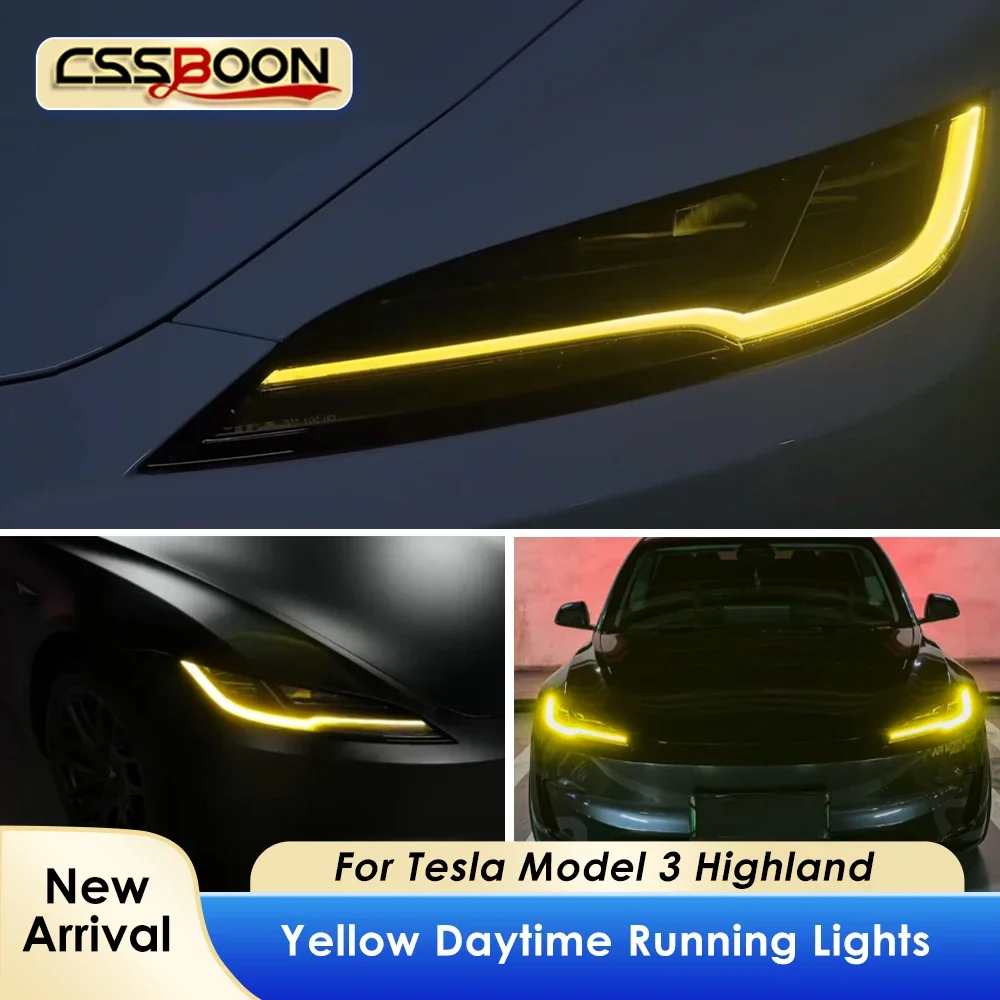 Car LED DRL Headlight for Tesla Model 3 Highland 2024 2025 Yellow Daytime Running Light Front Bumper Fog Lamp Chips 
Car LED DRL Headlight for Tesla Model 3 Highland 2024 2025 Yellow Daytime Running Light Front Bumper Fog Lamp Chips