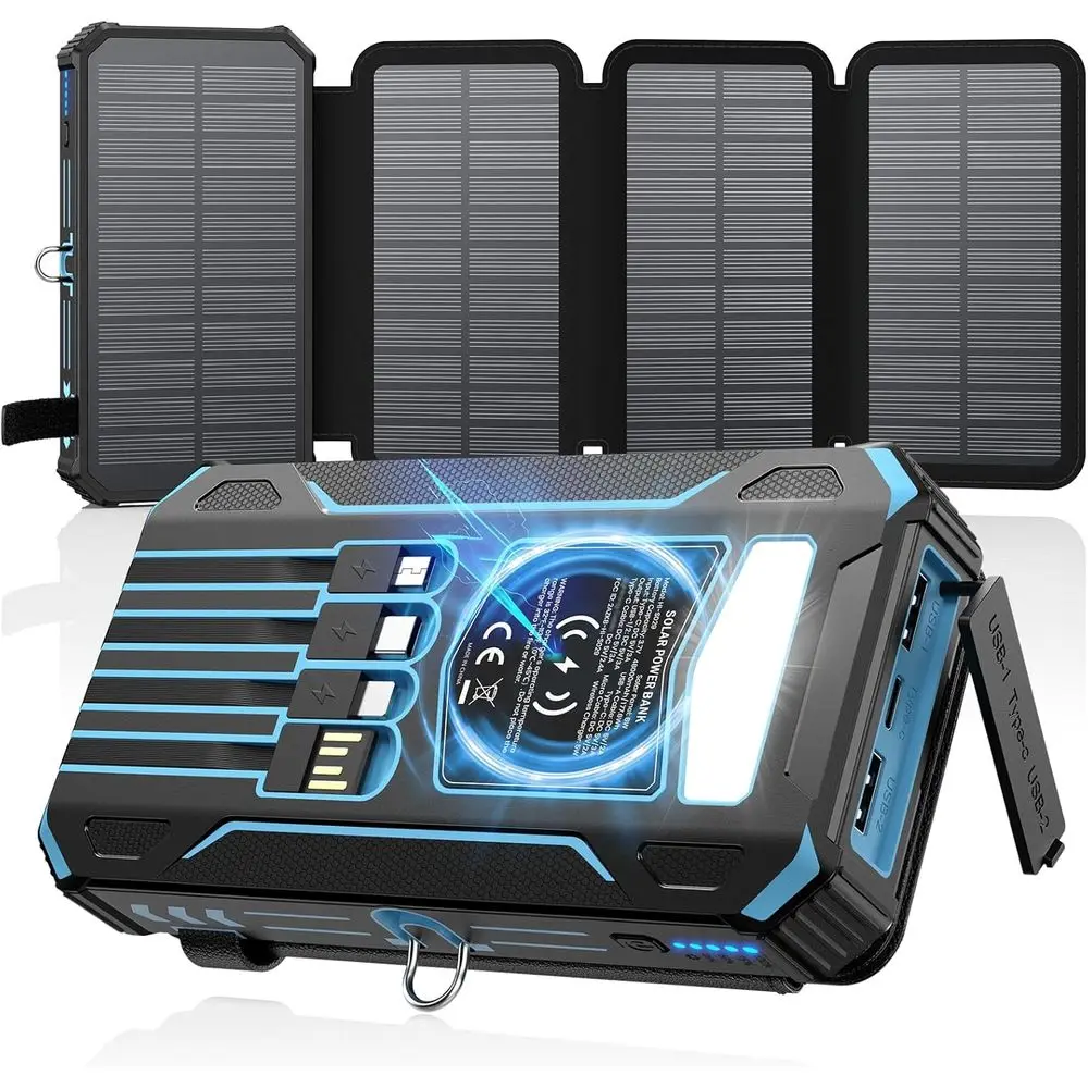 48000mAh Portable Wireless Power Bank with 4 Built-in Cables, 4 Charging Ports, PD QC 3.0, USB-C, and Flashlight for Camping and
48000mAh Portable Wireless Power Bank with 4 Built-in Cables, 4 Charging Ports, PD QC 3.0, USB-C, and Flashlight for Camping and