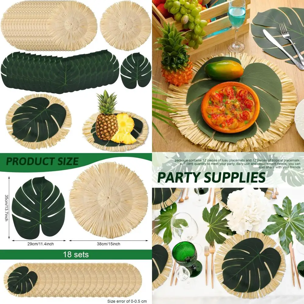 36pcs Luau Placemats and Palm Placemat, Round Luau Fringe Place Mats Tropical Palm Leaf Place Mats Bulk Summer Hawaiian Plate Ch
36pcs Luau Placemats and Palm Placemat, Round Luau Fringe Place Mats Tropical Palm Leaf Place Mats Bulk Summer Hawaiian Plate Ch
