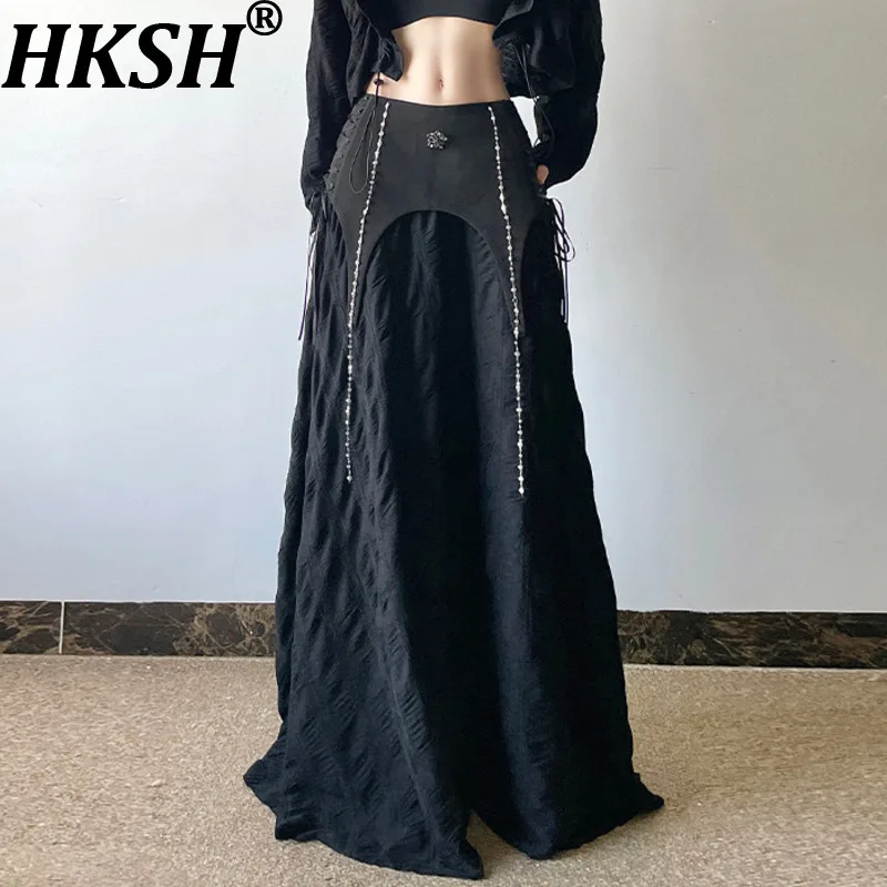 Женская юбка HKSH, темная плиссированная юбка с пэчворком и цепочкой, А-силуэт, стройнящая, в уличном стиле Y2K, длинная, новая коллекция Весна-Лето HK21740
Женская юбка HKSH, темная плиссированная юбка с пэчворком и цепочкой, А-силуэт, стройнящая, в уличном стиле Y2K, длинная, новая коллекция Весна-Лето HK21740