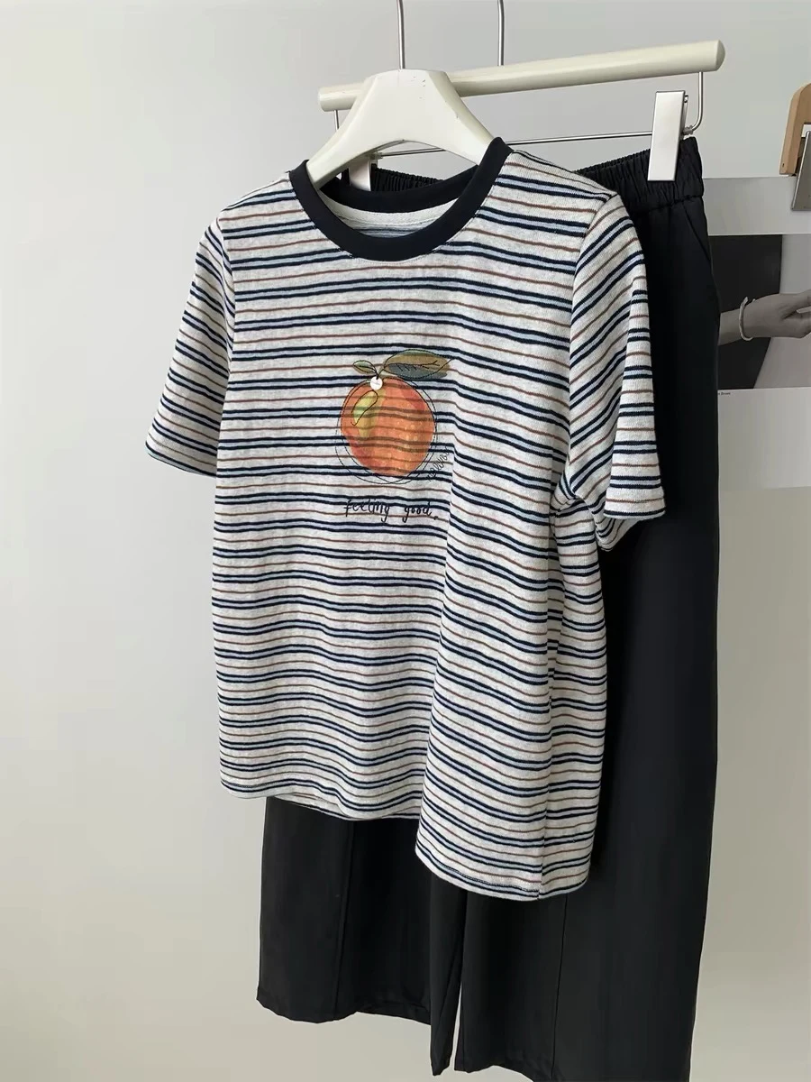 plus Size Women's T-Shirt Summer Lightweight Breathable Stripe Half Sleeve Base Shirt Top Vintage Colored Block Short Sleeve
plus Size Women's T-Shirt Summer Lightweight Breathable Stripe Half Sleeve Base Shirt Top Vintage Colored Block Short Sleeve