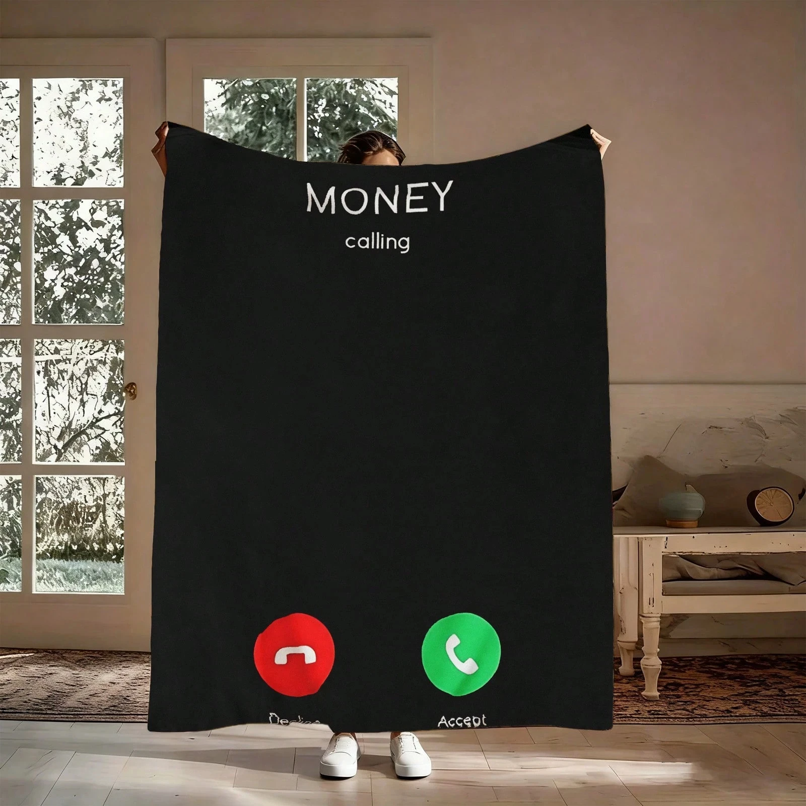MONEY Calling Flannel Blanket Fun Design For Home Office Decor Gift Machine Washable For Entrepreneurs Freelancers
MONEY Calling Flannel Blanket Fun Design For Home Office Decor Gift Machine Washable For Entrepreneurs Freelancers