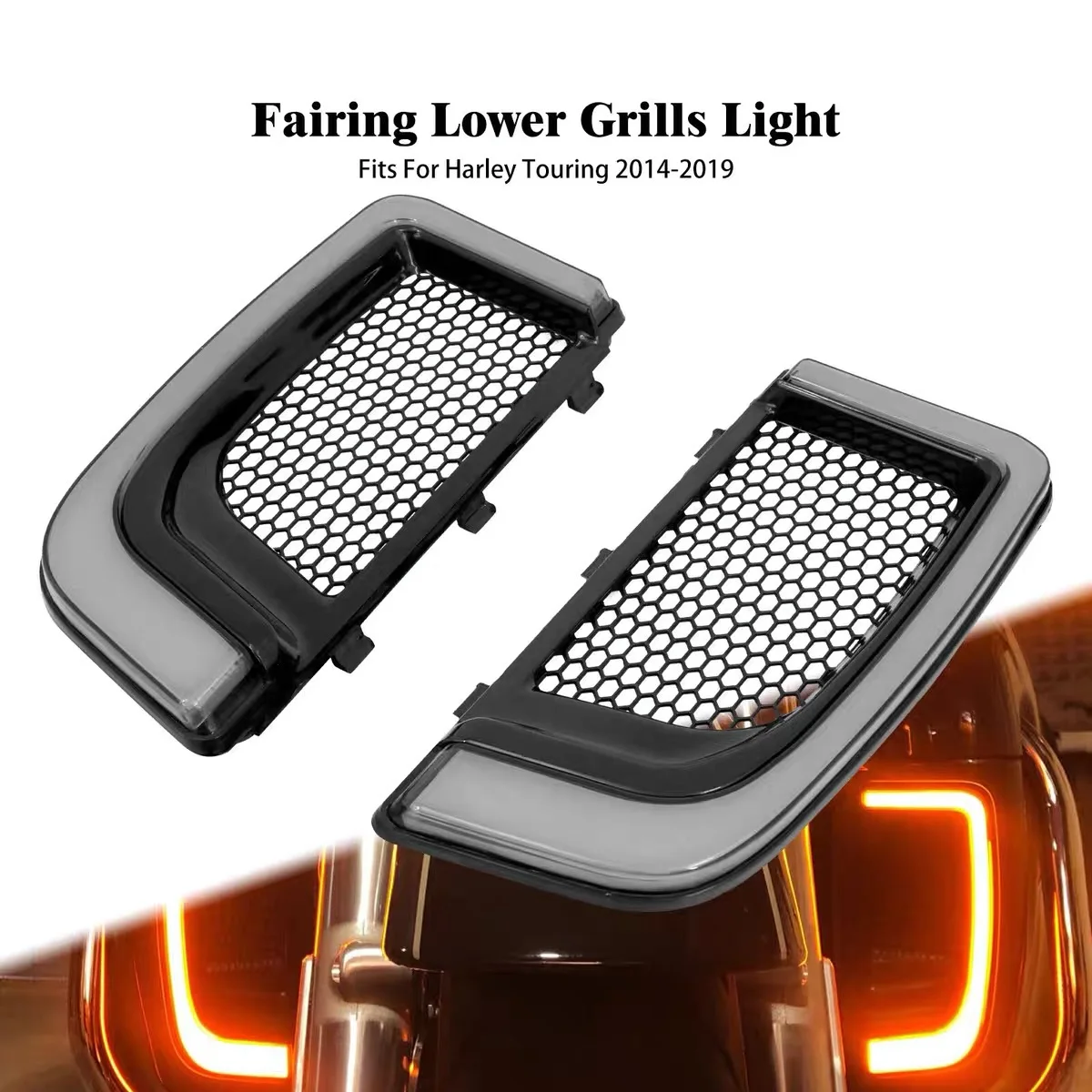 Motorcycle LED Running Light Turn Signal Fairing Lower Grills For Harley Touring Street Electra Glide CVO Limited 2014-2022
Motorcycle LED Running Light Turn Signal Fairing Lower Grills For Harley Touring Street Electra Glide CVO Limited 2014-2022