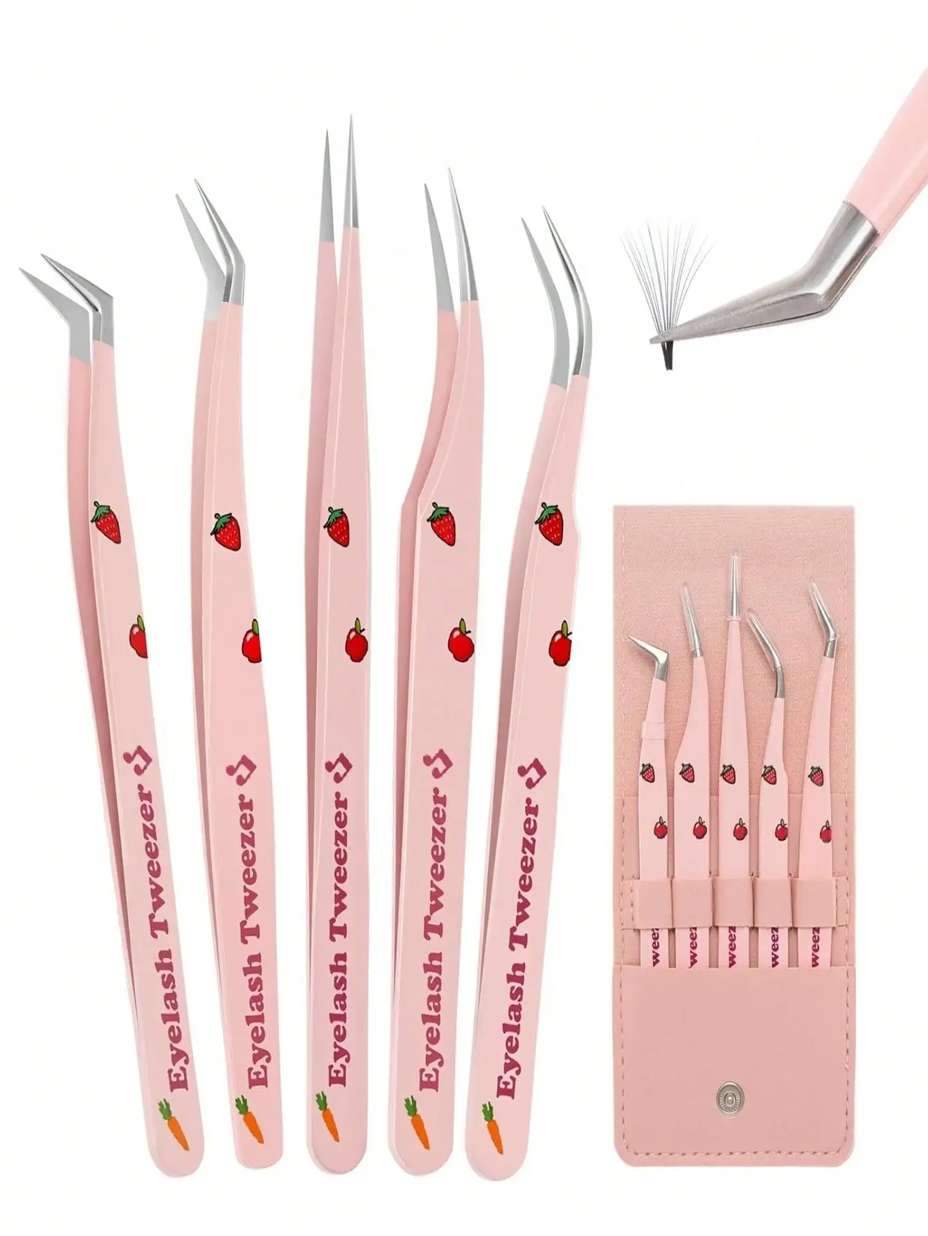 5pcsProfessional Eyelash Extension Tweezers Set, Including Precision Feather Tip Tweezers, Straight And Curved Eyelash Curler Tweezers, Round Head Feather Tweezers, Suitable For Beginners And Eyelash Technicians, Perfect For Placing Eyelashes And Shaping
5pcsProfessional Eyelash Extension Tweezers Set, Including Precision Feather Tip Tweezers, Straight And Curved Eyelash Curler Tweezers, Round Head Feather Tweezers, Suitable For Beginners And Eyelash Technicians, Perfect For Placing Eyelashes And Shaping