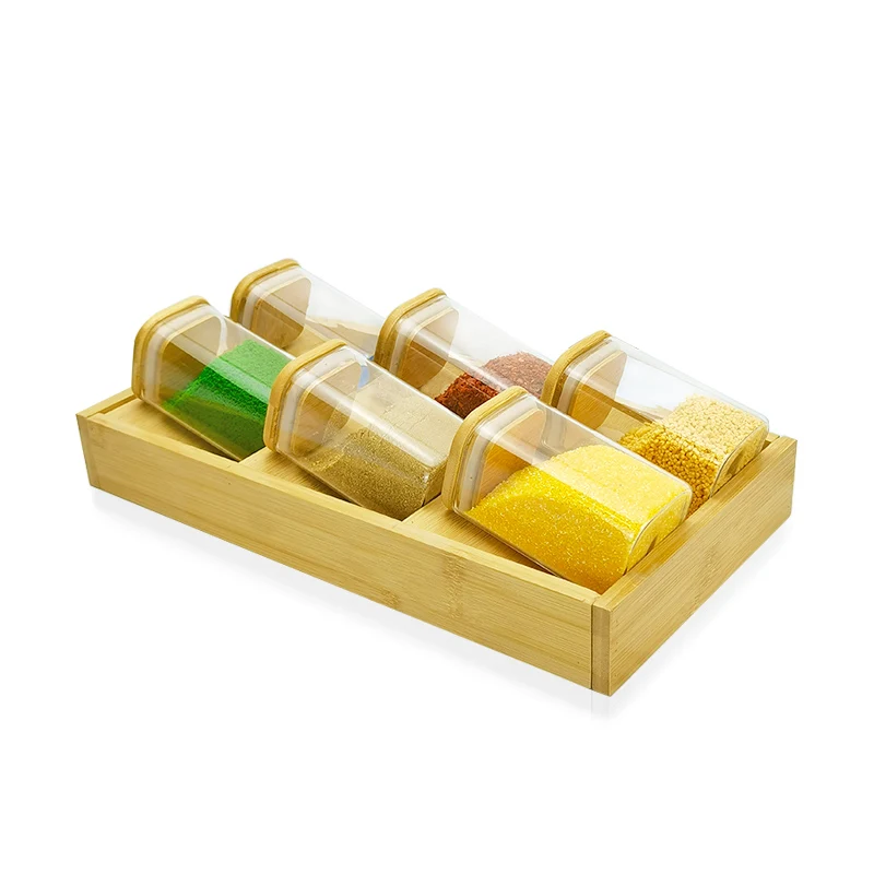 Glass Spice Storage Jar Set Fresh-keeping Sealed with Lid Food Candy Snacks Tea Coffee Jars with Bamboo Rack Kitchen Tools
Glass Spice Storage Jar Set Fresh-keeping Sealed with Lid Food Candy Snacks Tea Coffee Jars with Bamboo Rack Kitchen Tools