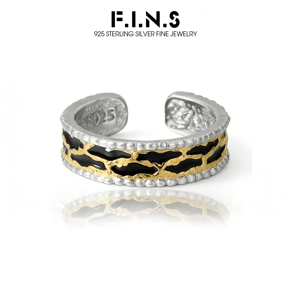 F.I.N.S Original Tiger-Striped Textured S925 Sterling Silver Ring Unique Vintage Open Black Gold Enameled Finger Fine Jewelry
F.I.N.S Original Tiger-Striped Textured S925 Sterling Silver Ring Unique Vintage Open Black Gold Enameled Finger Fine Jewelry