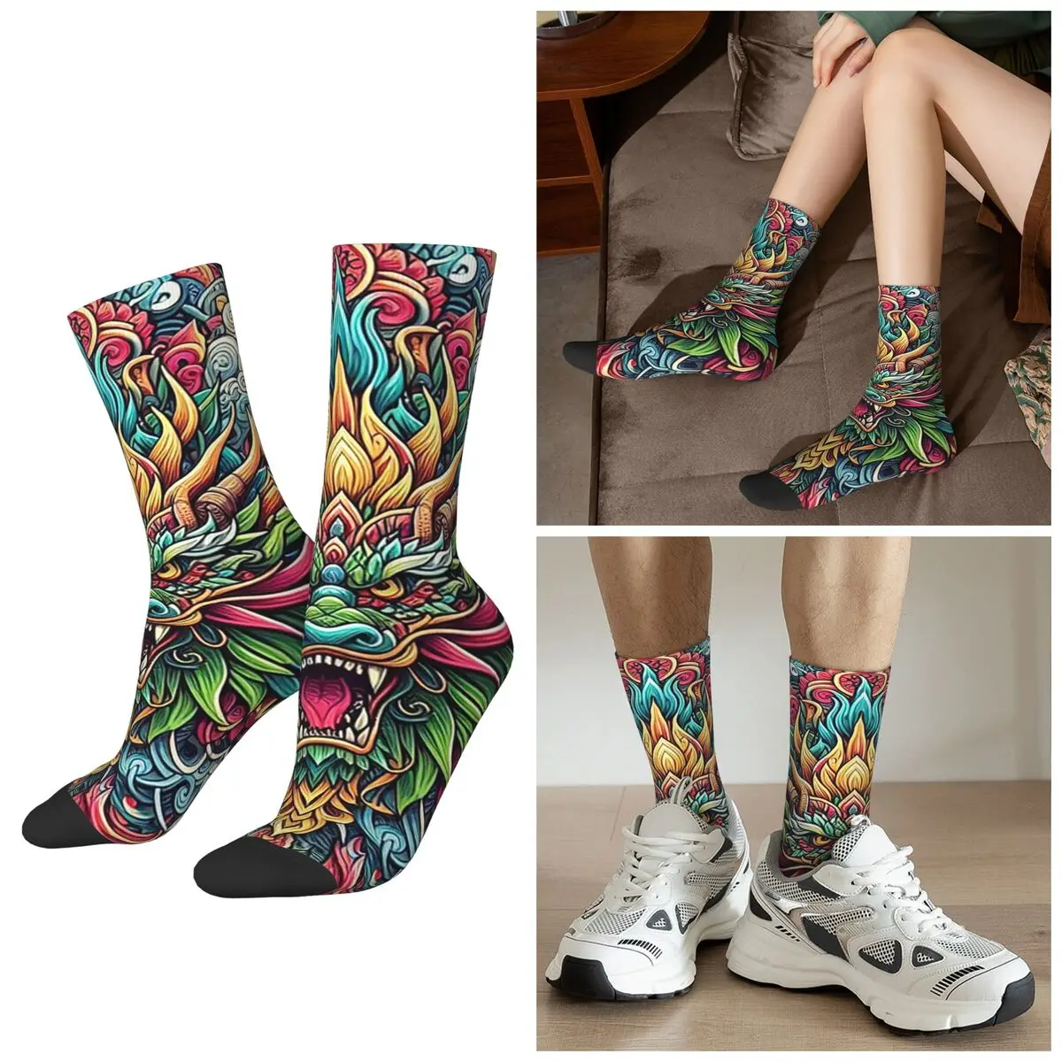 All Seasons Mythological Art Dragon Face Mask Socks Harajuku Sport Middle Tube Socks Sweat Absorbing Stockings for Men Women
All Seasons Mythological Art Dragon Face Mask Socks Harajuku Sport Middle Tube Socks Sweat Absorbing Stockings for Men Women