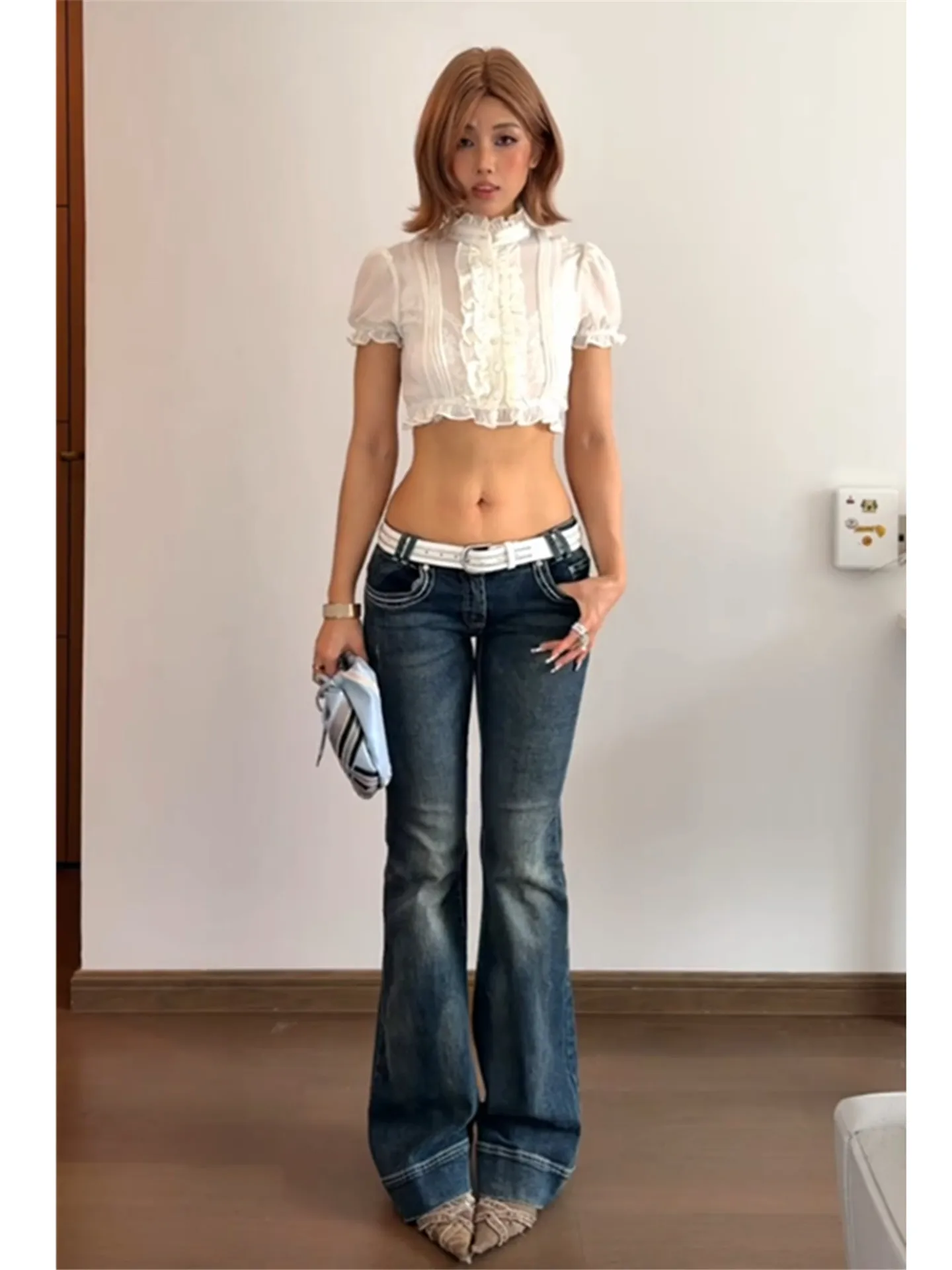 American Style Vintage Low Waist Bell Bottom Jeans Women's Slimming Summer Fashionable Deep Blue Denim Pants Casual Cotton
American Style Vintage Low Waist Bell Bottom Jeans Women's Slimming Summer Fashionable Deep Blue Denim Pants Casual Cotton