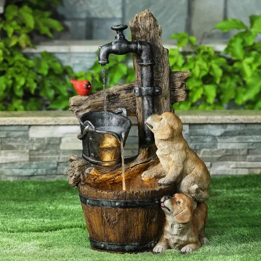 Water Fountain Outdoor, 3 Tiered Puppies and Water Pump Resin Outdoor Fountains and Waterfalls, Water Fountains with LED Light
Water Fountain Outdoor, 3 Tiered Puppies and Water Pump Resin Outdoor Fountains and Waterfalls, Water Fountains with LED Light