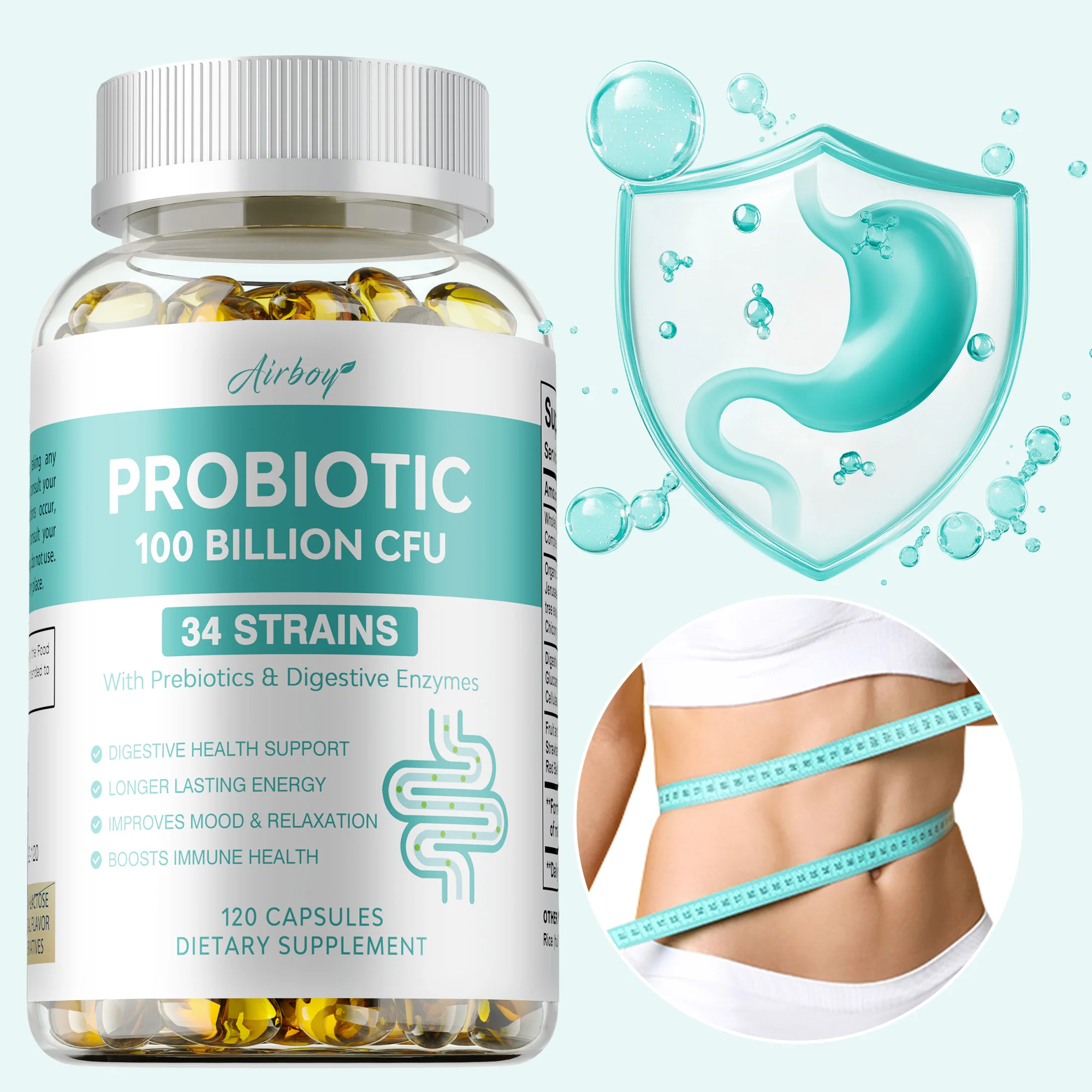 Probiotics 100 Billion CFU - Intestinal Flora Balance, Reduce Bloating & Constipation,Promotes Digestive Health, Boost Immunity
Probiotics 100 Billion CFU - Intestinal Flora Balance, Reduce Bloating & Constipation,Promotes Digestive Health, Boost Immunity