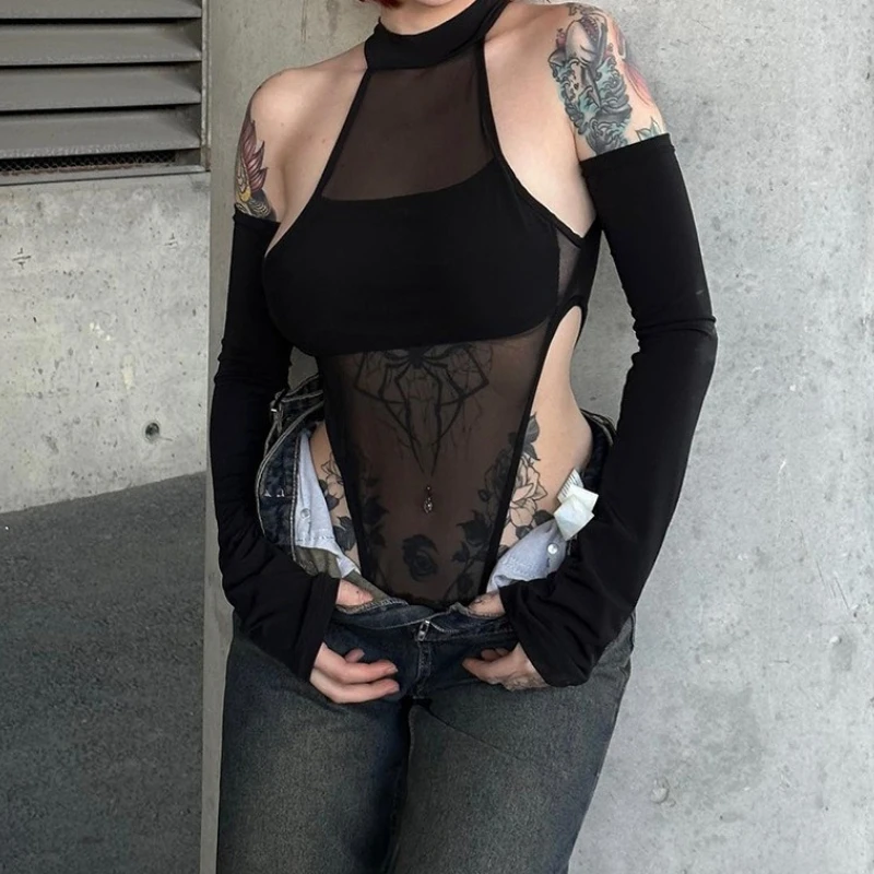 Solid Women's Mesh Bodysuits Sexy Hollow Out Sheer O-Neck Split Long Sleeves Bodycon Streetwear T Shirt Rompers Top 2026 Spring
Solid Women's Mesh Bodysuits Sexy Hollow Out Sheer O-Neck Split Long Sleeves Bodycon Streetwear T Shirt Rompers Top 2026 Spring