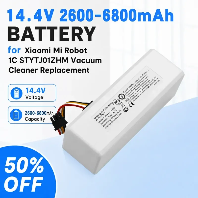 14.4V 2600-6800mAh Battery for Xiaomi Mi Robot 1C STYTJ01ZHM Vacuum Cleaner Replacement
14.4V 2600-6800mAh Battery for Xiaomi Mi Robot 1C STYTJ01ZHM Vacuum Cleaner Replacement